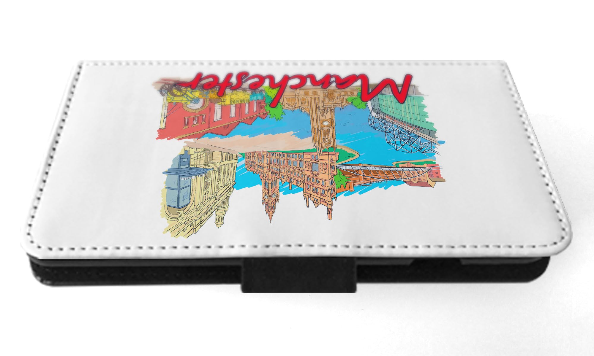 Manchester England FLIP Wallet Phone Case for Samsung Galaxy S23 Ultra - Premium Leather Card Holder & Kickstand (Perfect for Travel, Business & Everyday Use)