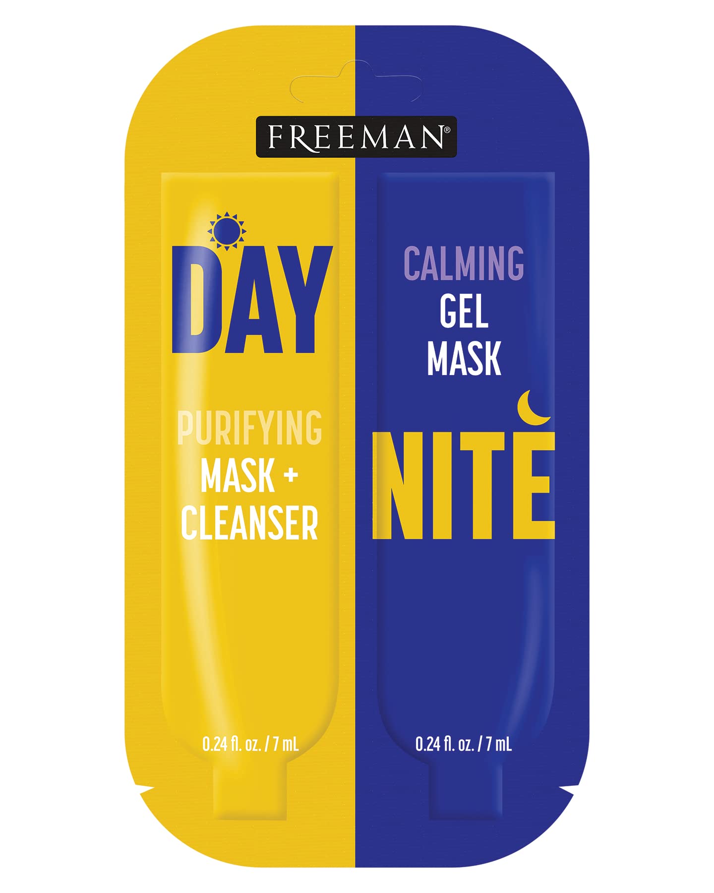 Freeman Purifying Clay Mask + Cleanser + Soothing Gel Mask Set (14ml) - Deep Cleansing & Hydrating Skincare Routine for Day & Night Use - Perfect for Oily, Acne-Prone Skin
