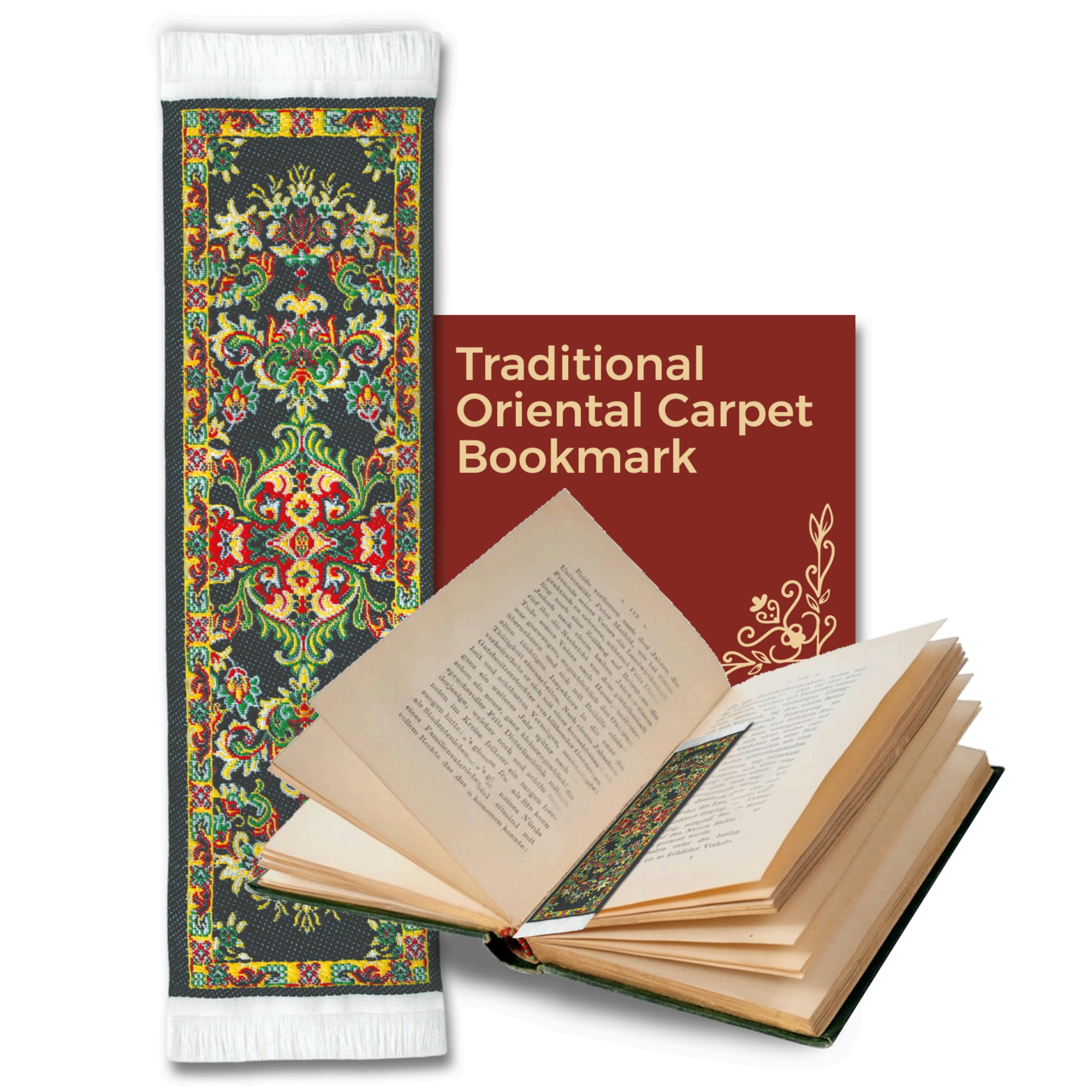 Authentic Woven Oriental Carpet Bookmarks from Tientsin - Elegant High-Quality Rug & Cloth Bookmarks - Perfect Gift for Men, Women, Adults, Teens, Teachers & Librarians - Great for Reading, Book Clubs, Study Sessions & Office Decor