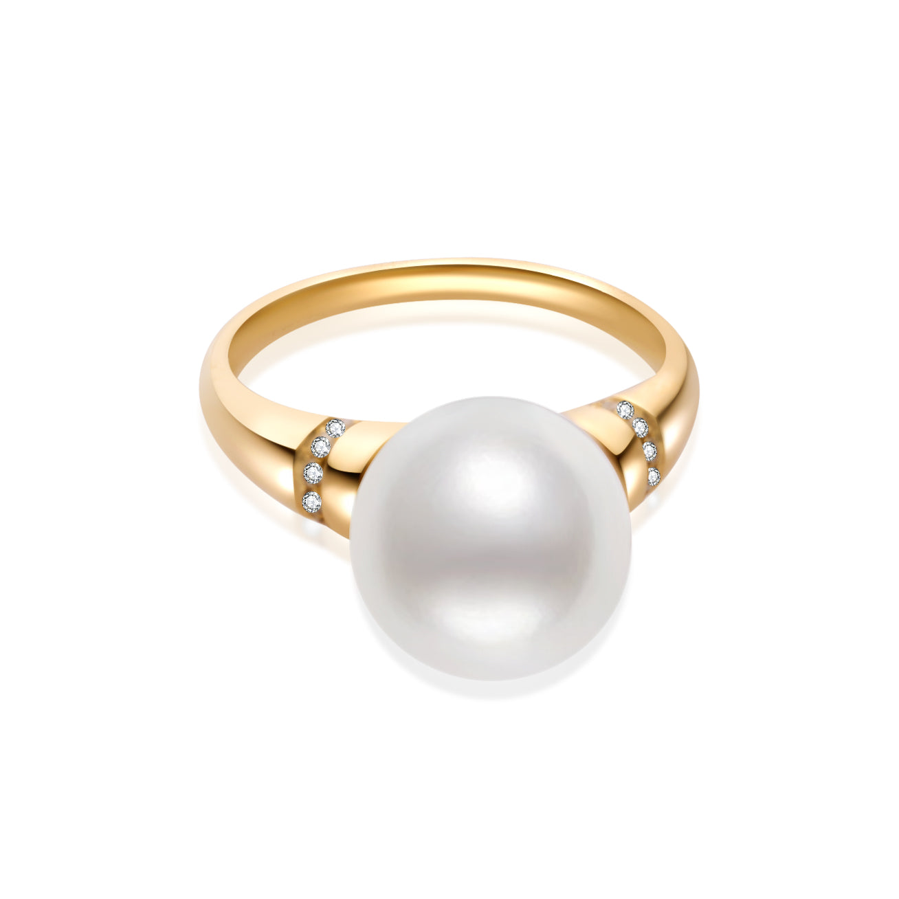 18K Solid Gold Diamond & AAA Freshwater Pearl Ring for Women - Elegant Jewelry Gift for Wedding, Anniversary & Special Occasions