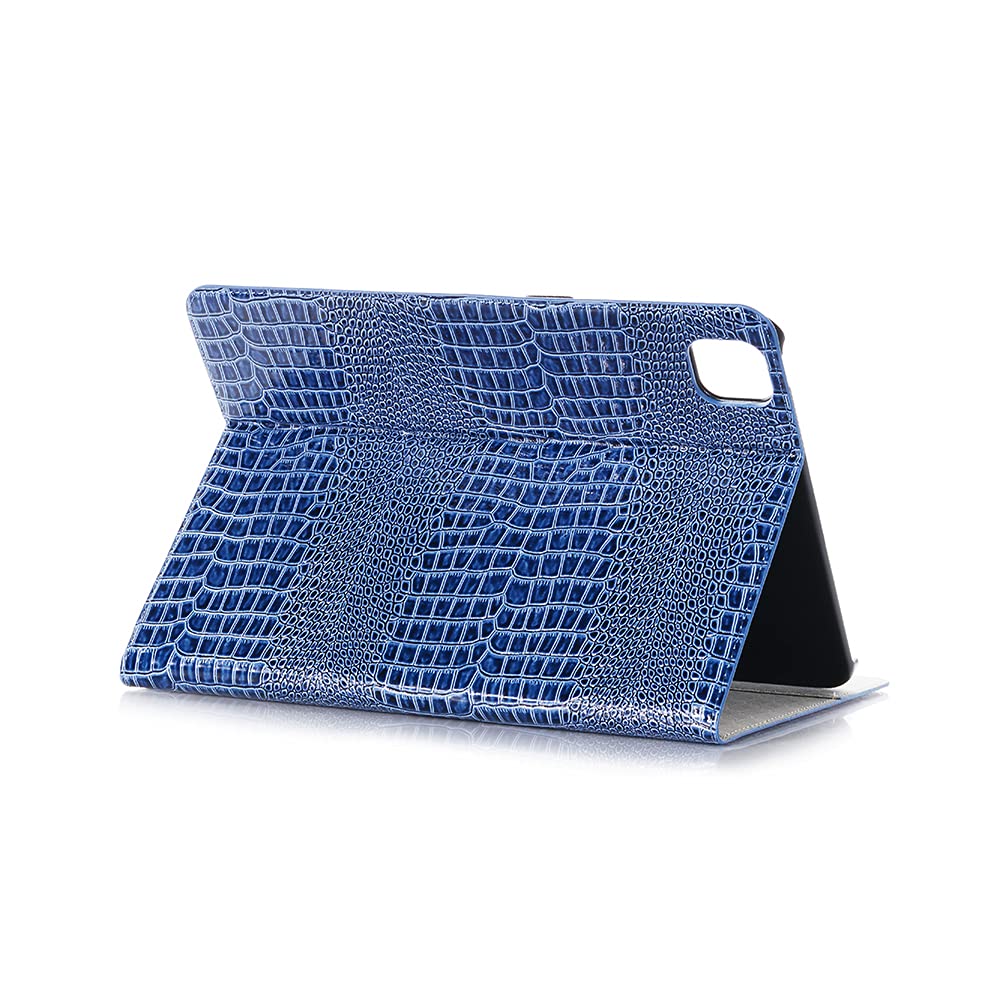 Premium Crocodile Pattern iPad Pro 11 Case (6th/5th/4th/3rd Gen) & iPad Air 11 Case (6th/5th/4th Gen) - Synthetic Leather Folio Cover with Auto Sleep/Wake, Card Slots & Apple Pencil Holder - Elegant Blue - Perfect for Work, Travel & Daily Use