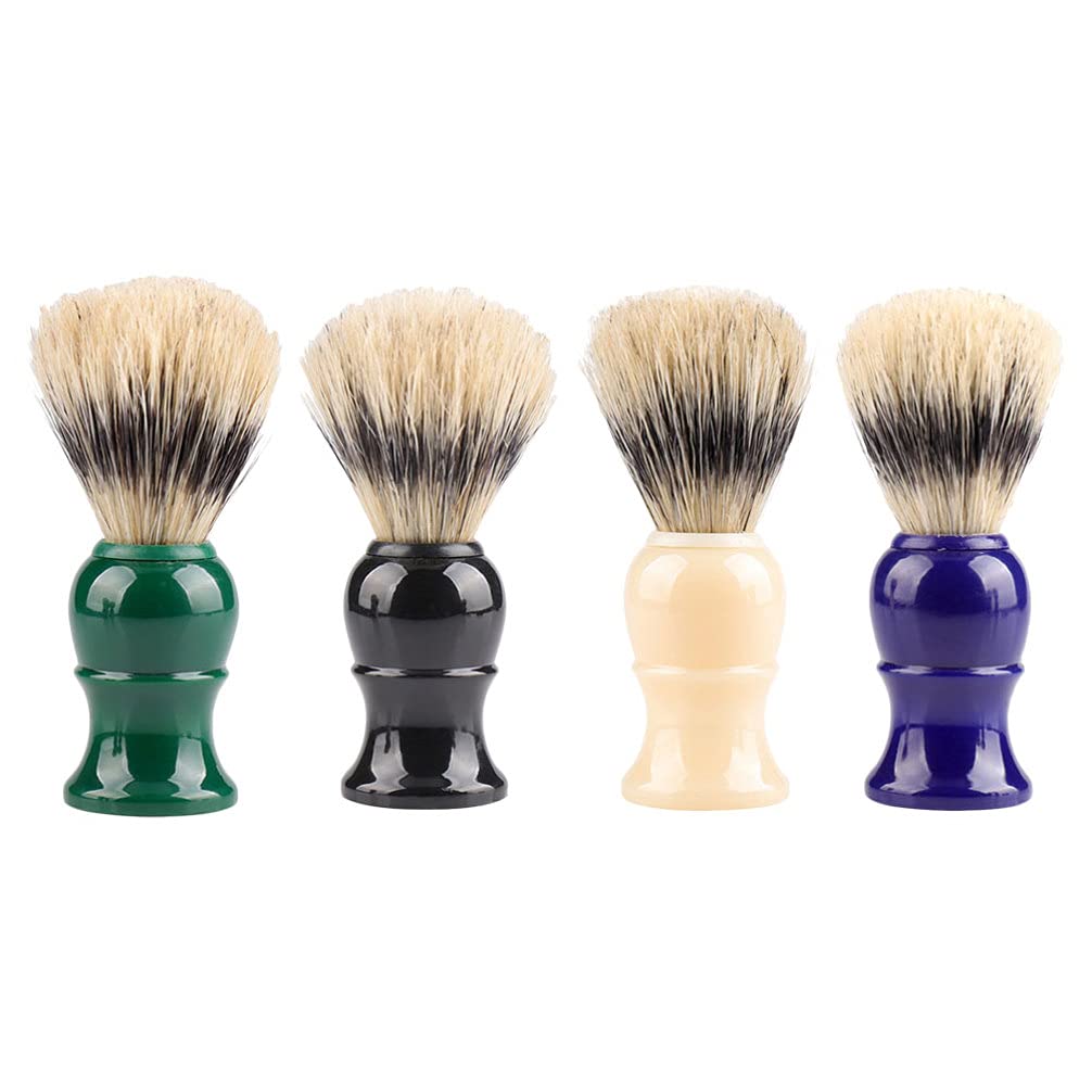 EXCEART Men's Shaving Brush Set - 4Pcs Ultra-Soft Silvertip Badger Bristle Shaving Brushes with Plastic Handle, Fine Bristle Hairbrush & Comb for Men, Perfect for Daily Grooming and Travel