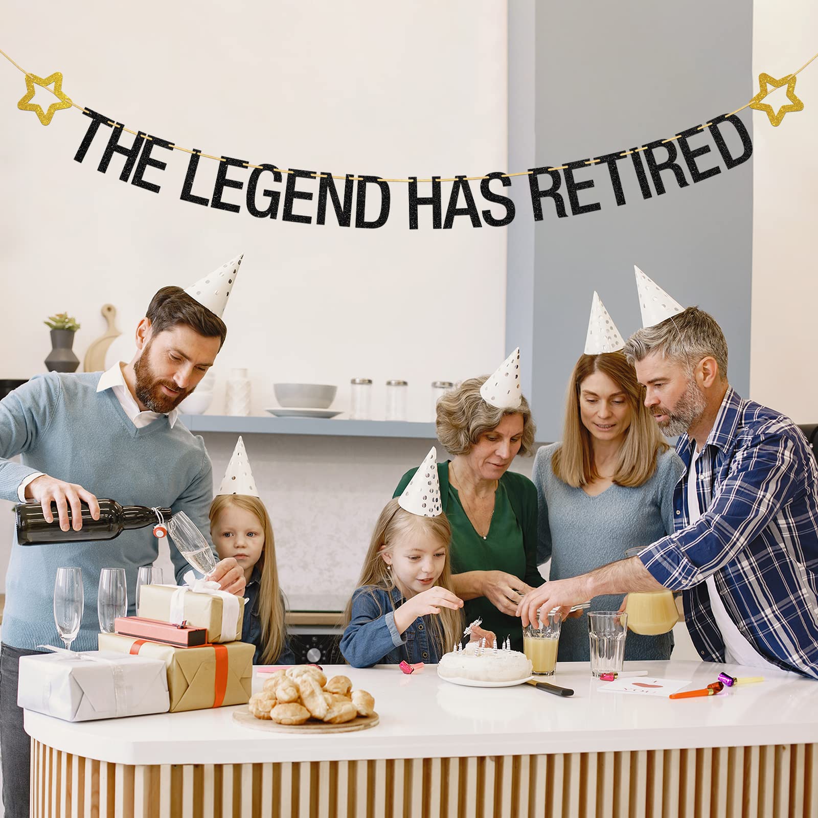 Happy Retirement Party Banner - 11.7ft Glitter The Legend Has Retired Decoration for Welcome Back Celebrations, Time to Relax Theme - Perfect for Retirement Parties, Office Farewells & Milestone Celebrations