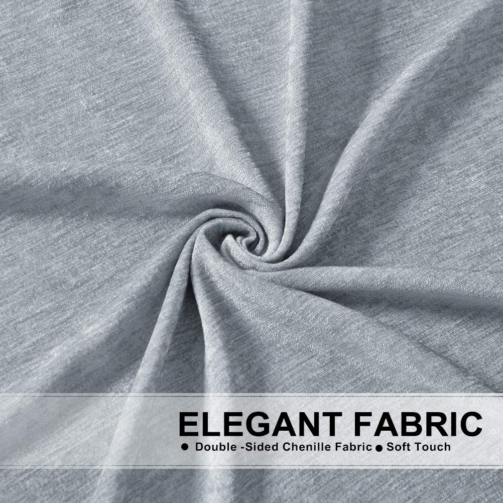 Premium Double-Sided Chenille Window Curtains - Silver Grey Luxury Drapes for Living Room & Bedroom (52x96 Inches, Rod Pocket, 2 Panels) - Perfect for Home Decor, Light Control & Privacy