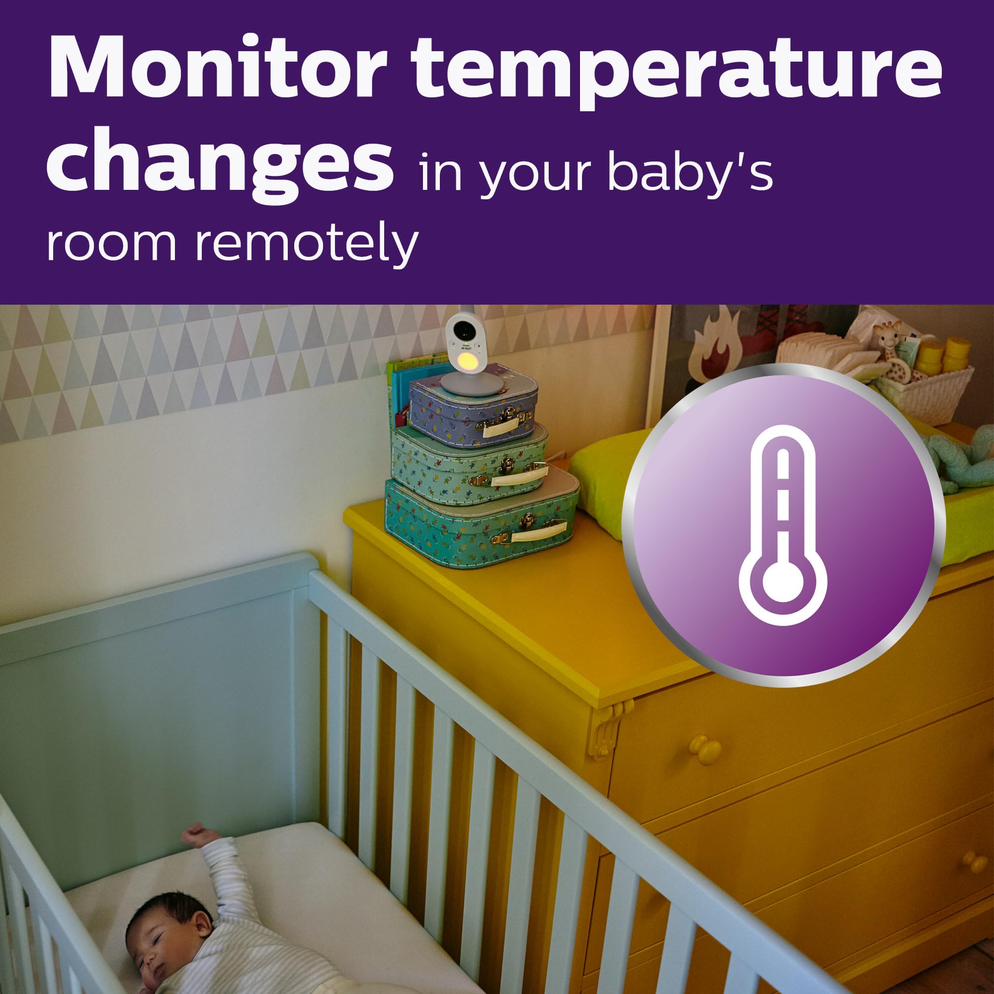 Philips Avent Digital Video Baby Monitor with Night Vision & Temperature Sensor - SCD843/37 | HD Camera for Baby's Room | Secure Wireless Connection | Perfect for Newborns & Toddlers | Monitor Sleeping, Playing & Safety