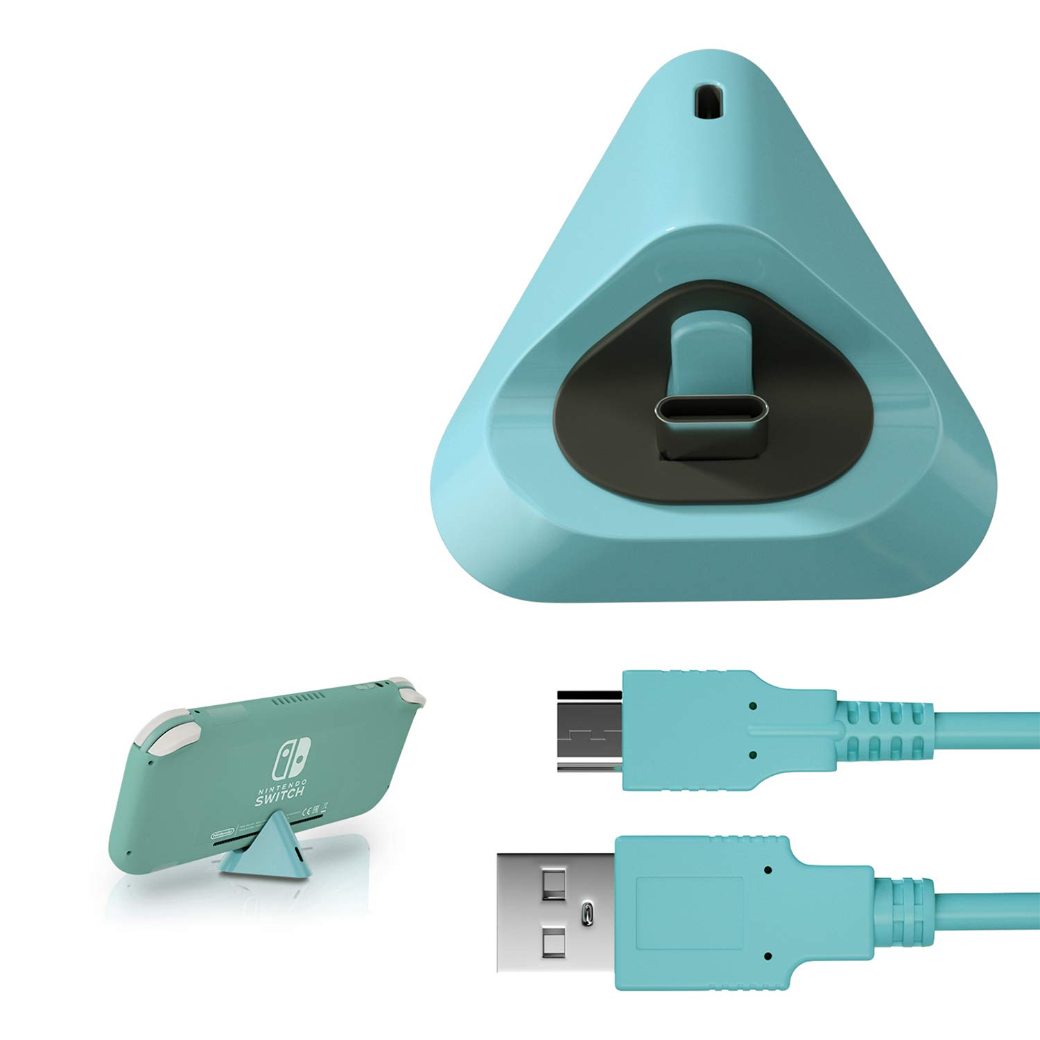 ECHZOVE Switch Lite Charging Dock with Type-C Port & USB-C Cable - Fast Charging Stand Station for Nintendo Switch Lite - Perfect for Gaming at Home or Travel Accessories (Animal Crossing Blue)