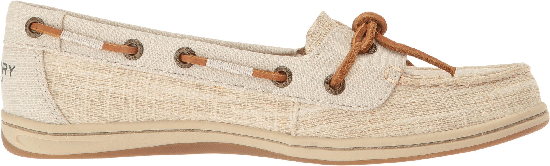 Sperry Women's Barrelfish Heavy Linen Ivory Oxford Shoes - Comfortable Boat Shoes for Women, Casual Slip-On Walking Shoes with Non-Slip Sole | Perfect for Sailing, Beach, and Everyday Wear