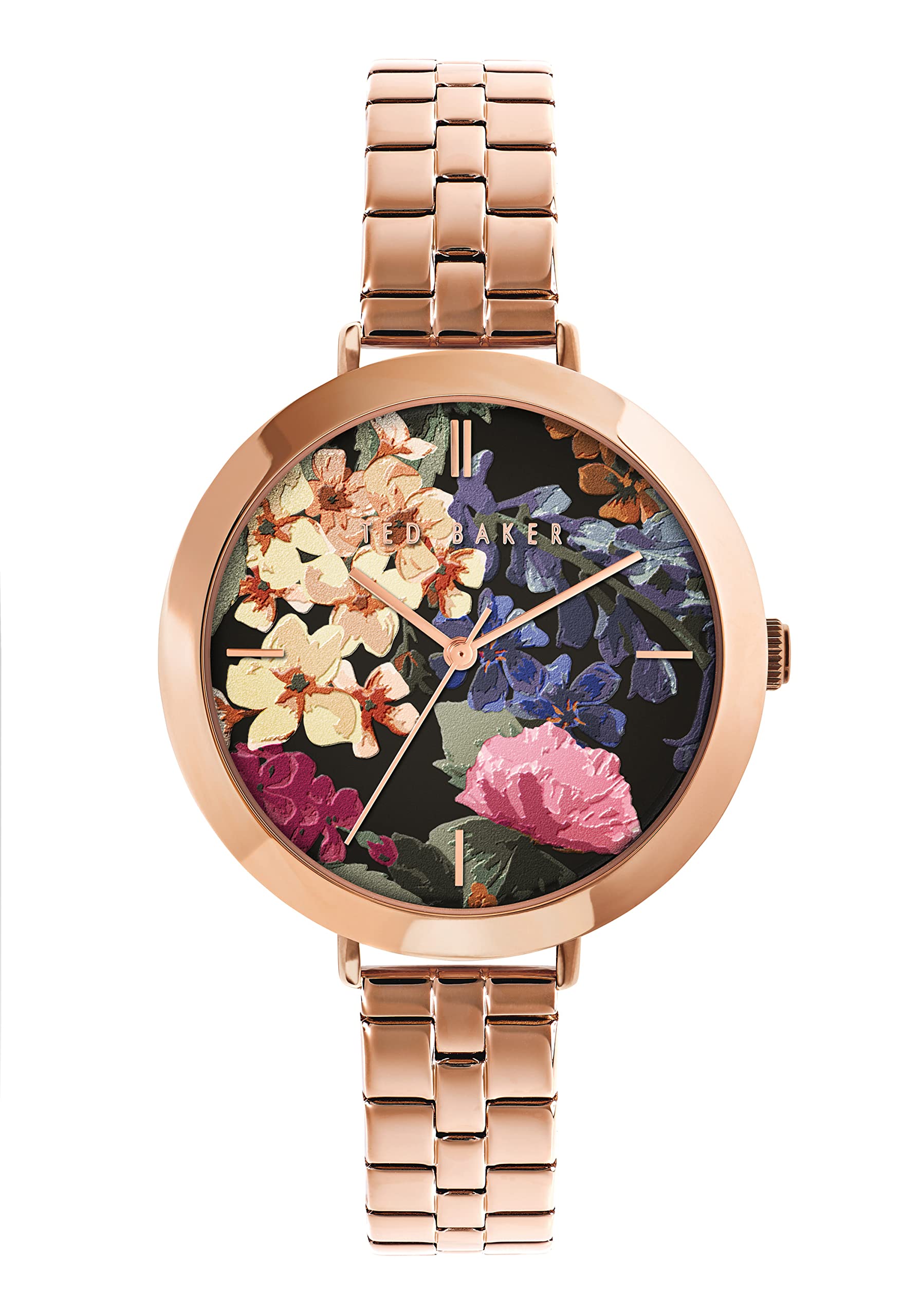 Ted Baker Women's Rose Gold Stainless Steel Casual Watch with Quartz Movement - BKPAMF1059I Model, Rose Gold/Black/Multi Color Strap - Perfect for Everyday Wear, Office & Special Occasions