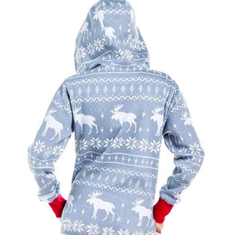 RINTONIX Women's & Men's Ugly Christmas Pajama Onesie Jumpsuit - Festive Holiday Zipper Hoodie Pajama Overall for Family Matching Outfits, Christmas Party & Cozy Winter Nights
