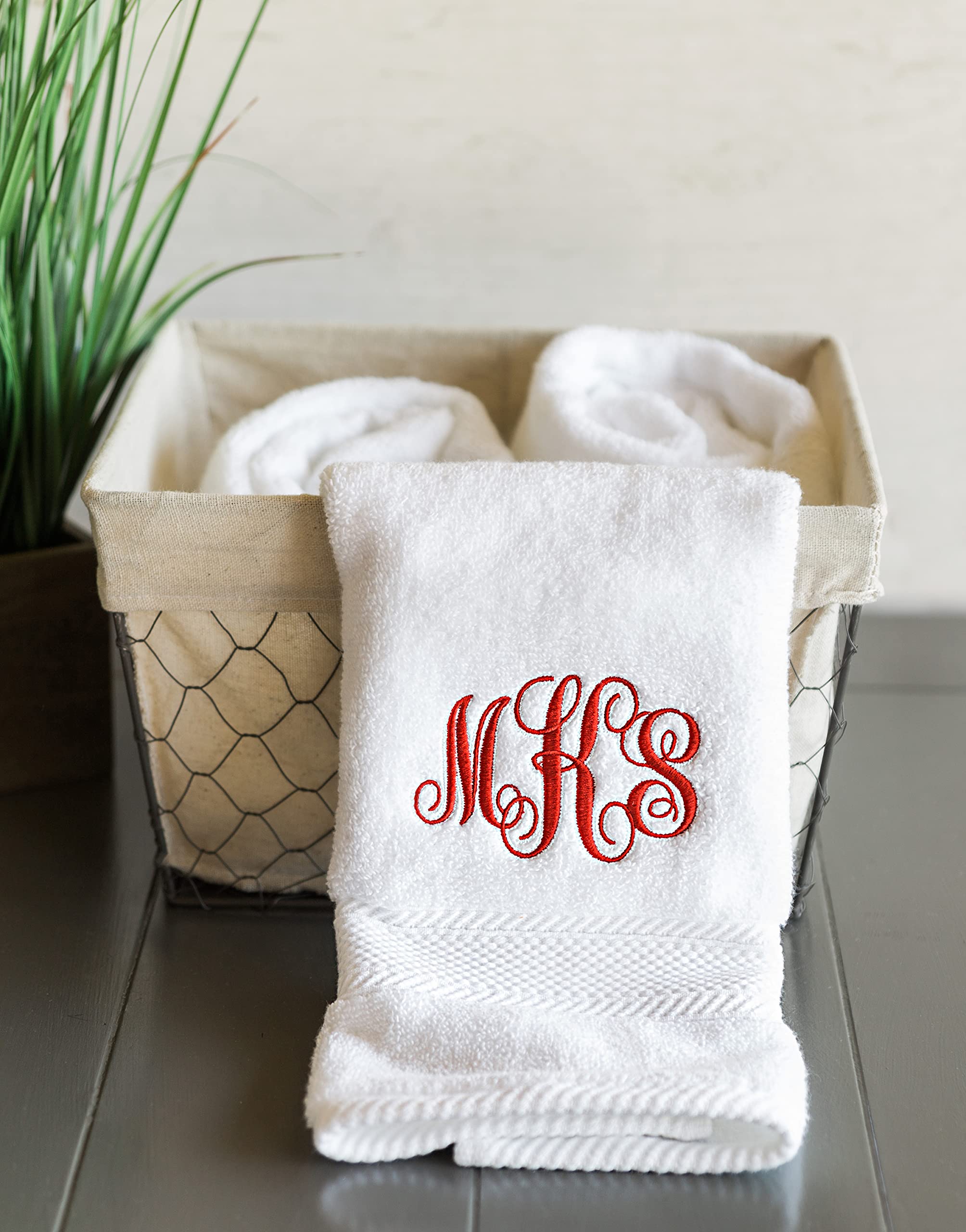 Custom Monogrammed Hand Towel with Embroidered Initials - Personalized Bathroom Towel Set for Wedding Gifts, Couples & Home Decor | Perfect for Bridal Showers, Housewarming & Luxury Bathroom Essentials