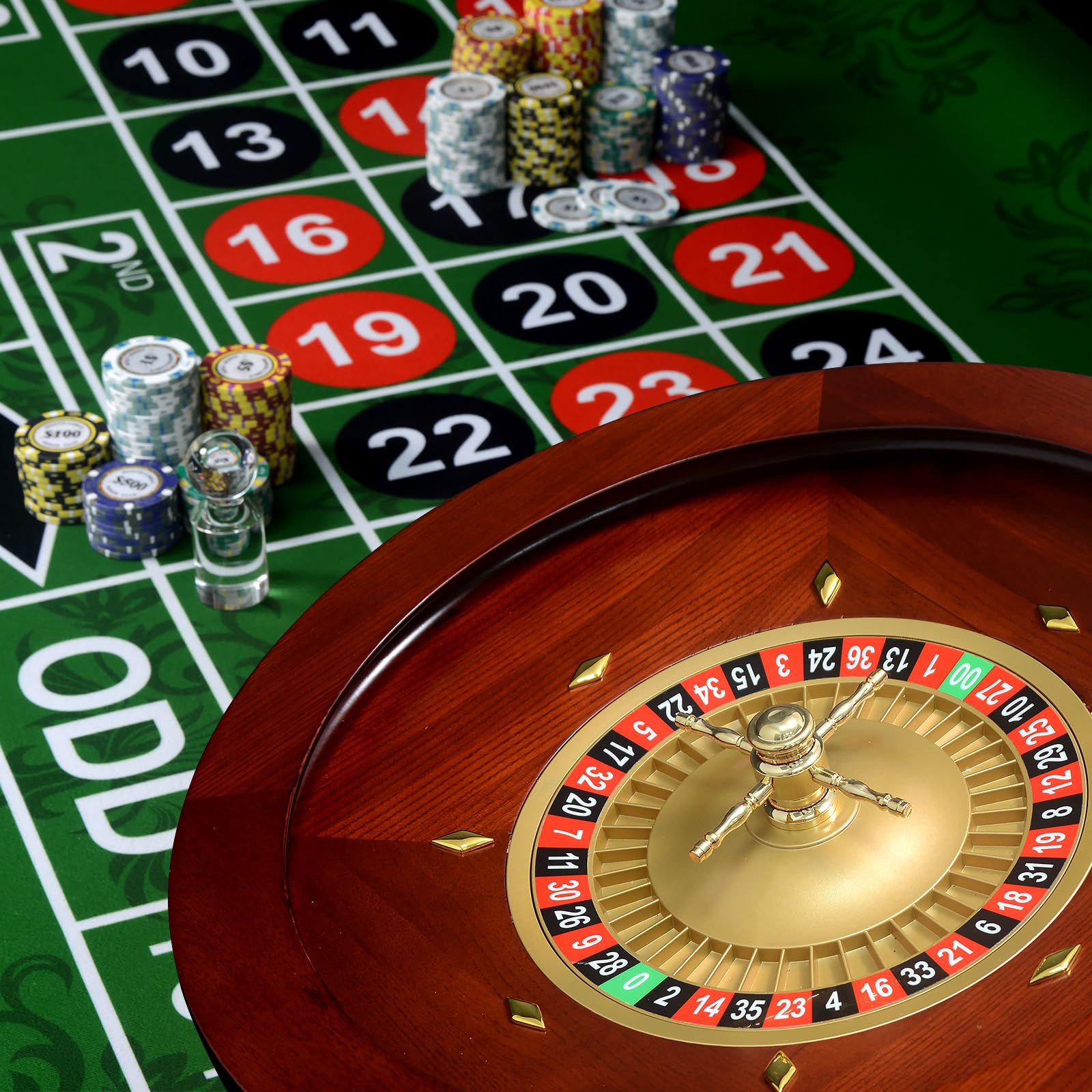 Premium 18-Inch Dark Wooden Roulette Wheel with Casino-Grade Precision Bearings - Professional Roulette Set for Adults, Game Nights, Casino Parties & Home Entertainment