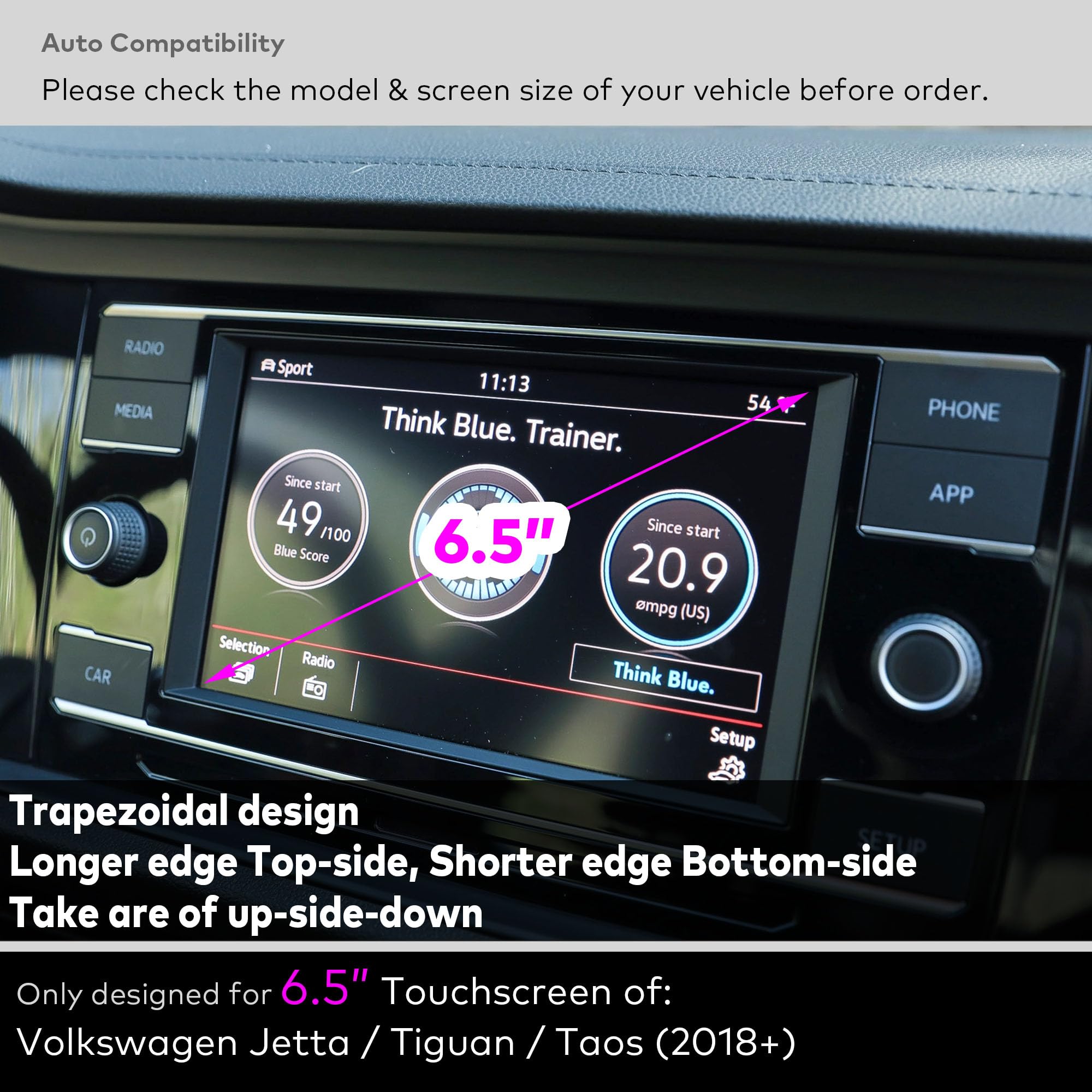 Volkswagen Jetta/Tiguan/Taos Screen Protector (2-Pack) - HD Clear for 6.5