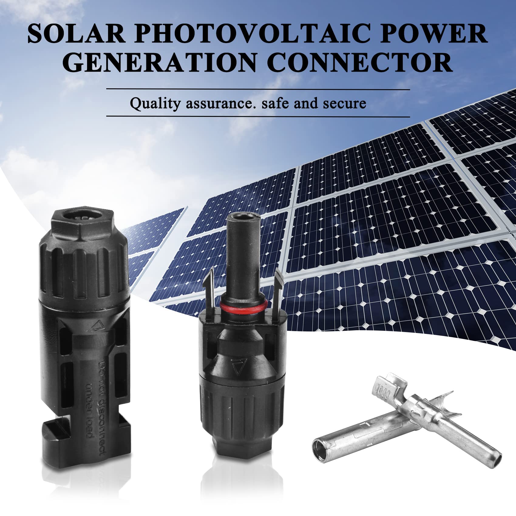 MUYI 42PCS IP67 Waterproof Solar Panel Connectors Kit - 1000V 30A MC4 Male/Female Plugs with 2 Spanners (10 Pairs) for Solar Power Systems, RV, Boat & Off-Grid Applications