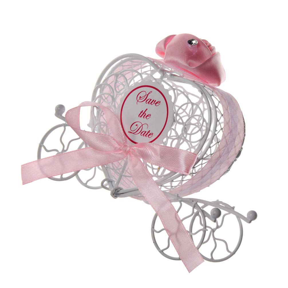 Happyyami 5pcs Heart-Shaped Chocolate Carriage Keepsake Box - Elegant Wedding Favor Candy Container for Guests, Romantic Candy Storage Case with Metal Stand - Perfect for Bridal Shower, Anniversary Gifts & Home Decor
