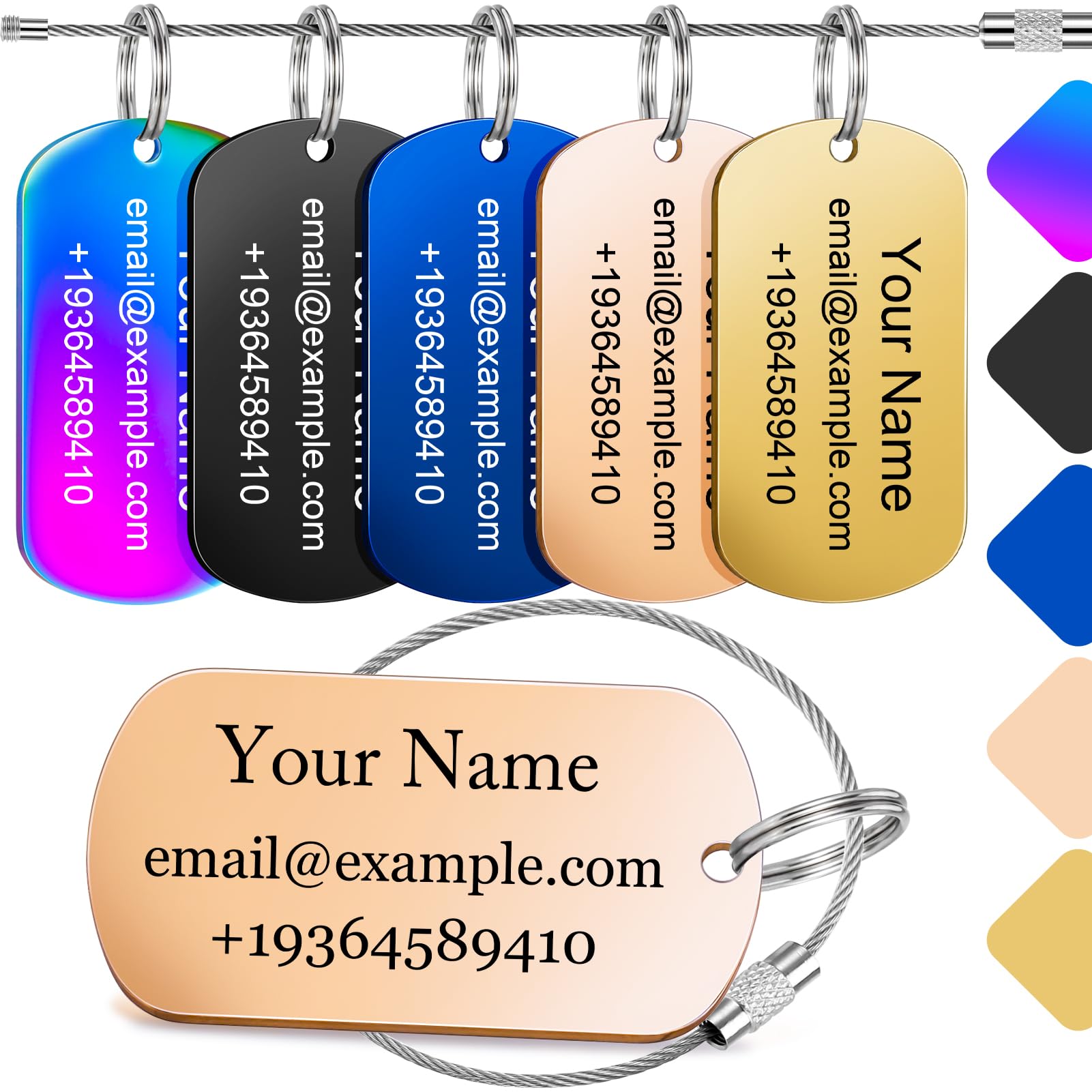 Custom Engraved Stainless Steel Luggage Tags - Personalized Name ID Tags for Suitcases, Backpacks & Travel Bags (2