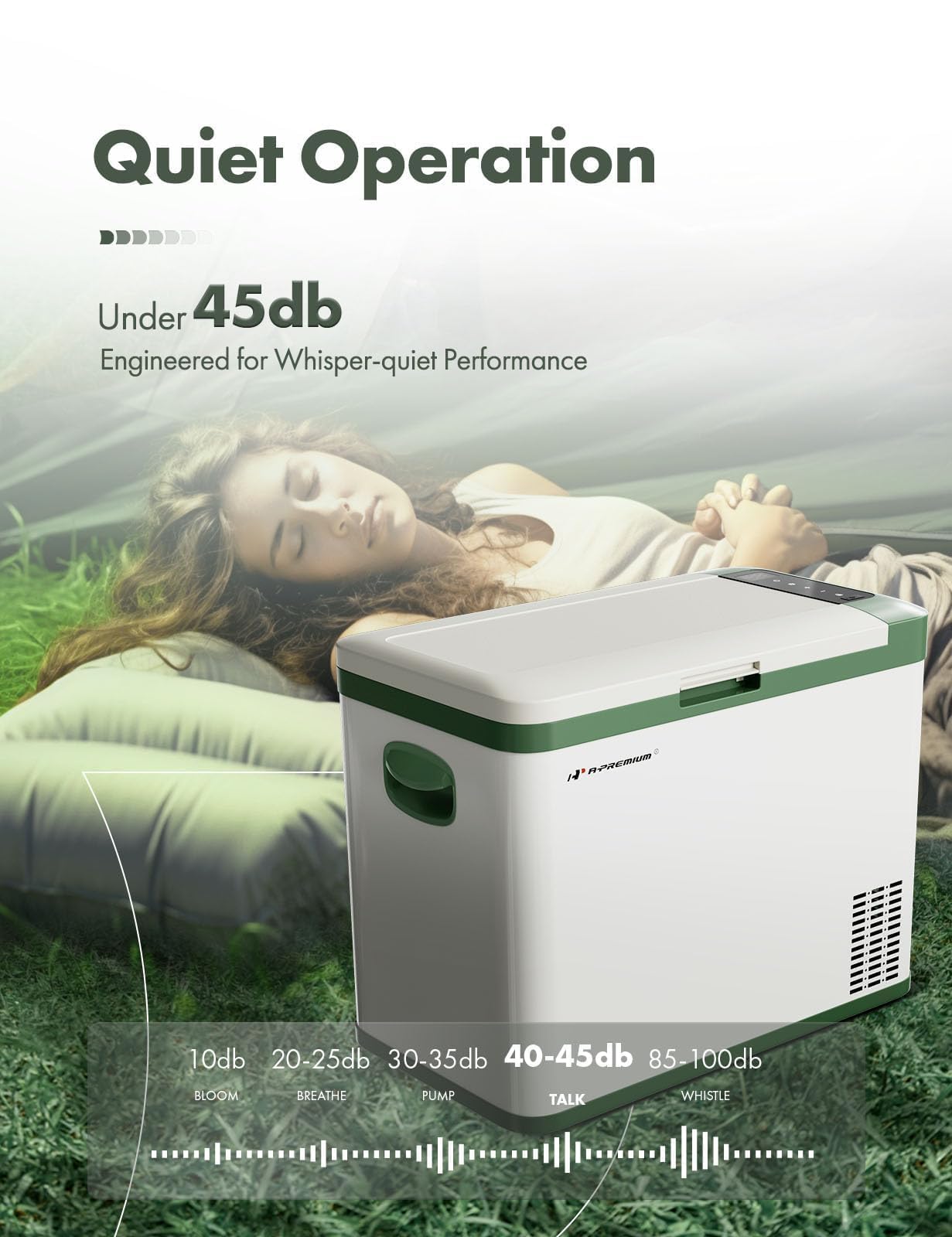 Premium 37QT/34.9L Portable Car Refrigerator Freezer Cooler -4°F~68°F, 12V/24V DC & 110V/240V AC Fast Cooling for Truck, RV, Camping, Road Trips, Home Party & Outdoor Adventures - Perfect for Picnics, Beach Days & Tailgating