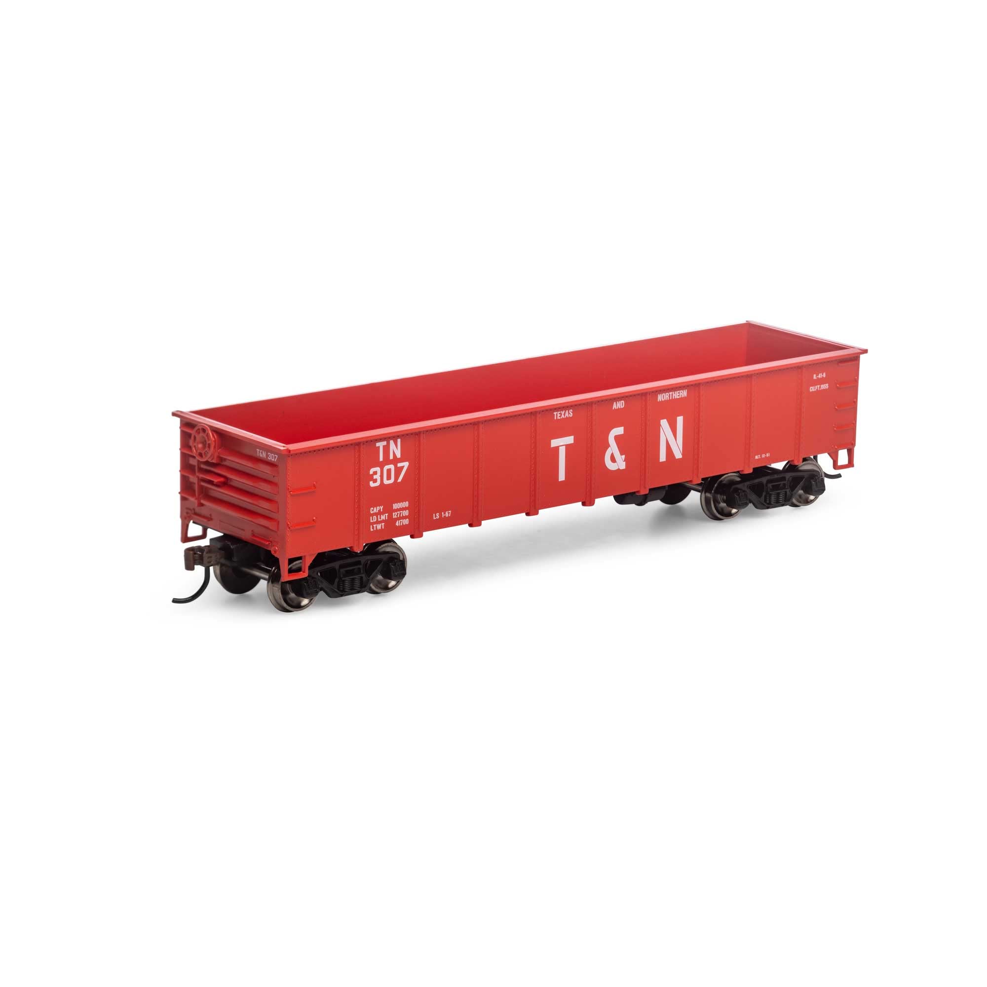 Athearn HO Scale 40' Gondola Freight Car - T&N #307 RND1243 - Model Train Rolling Stock for Realistic Railroad Scenes