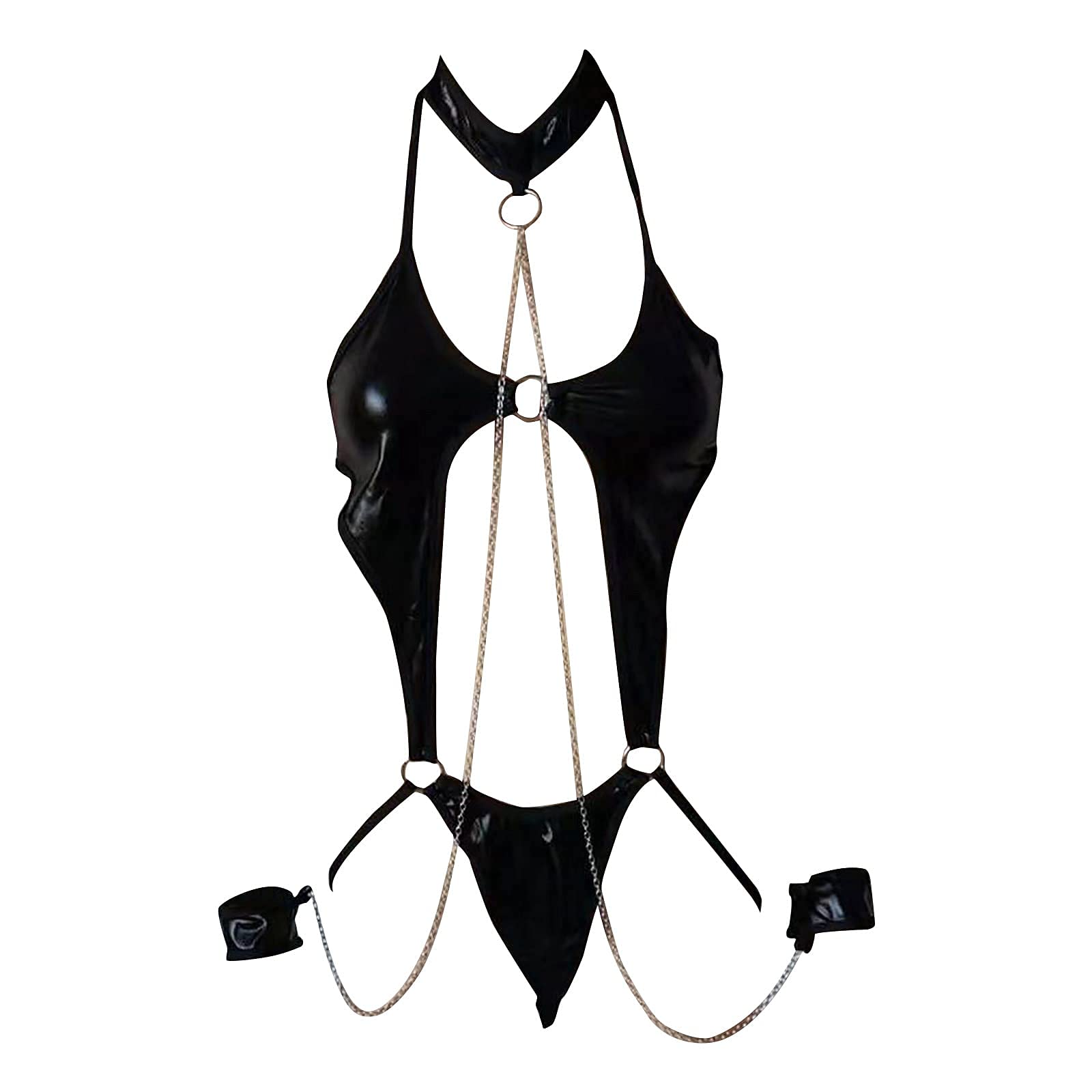 Sexy Women's Leather Lingerie Bodysuit - Slim Fitted One Piece Teddy Leotard for Romantic Nights | Perfect for Valentine's Day, Boudoir Photography & Intimate Moments
