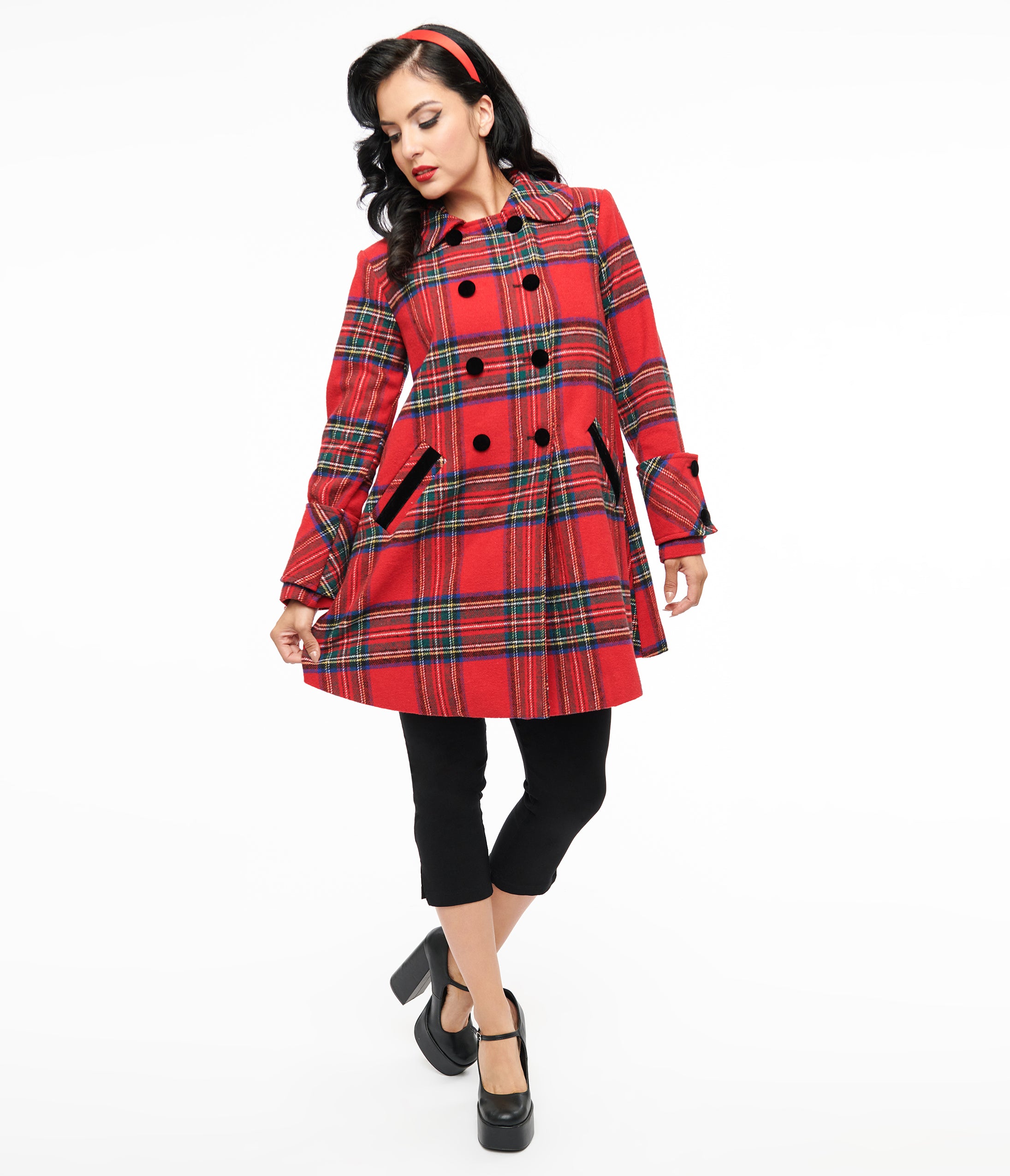 Vintage 1960s Red Plaid Wool Peacoat Coat - Retro Winter Outerwear for Women | Perfect for Holiday Parties & Cold Weather Fashion