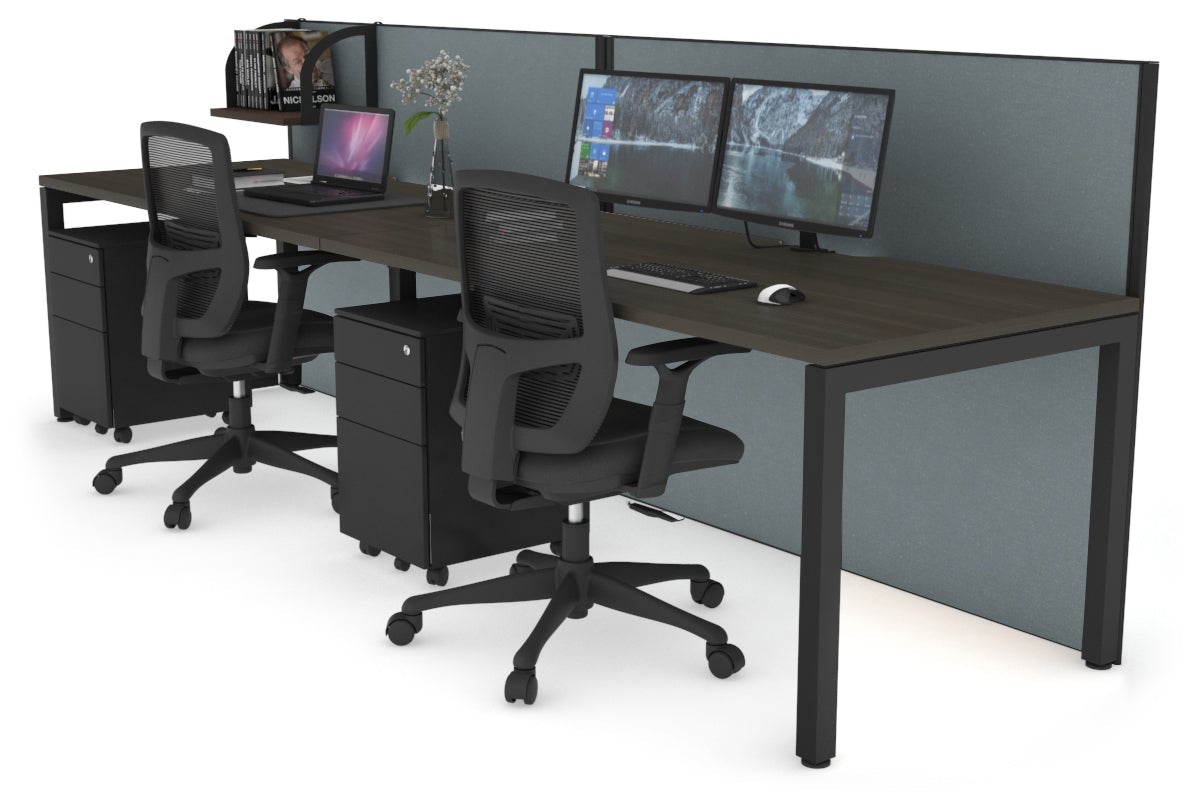 Horizon Quadro 2 Person Office Workstation with Square Legs - 1800L x 800W Dimensions, Cable Management Scallop - Perfect for Shared Workspaces & Collaborative Office Environments