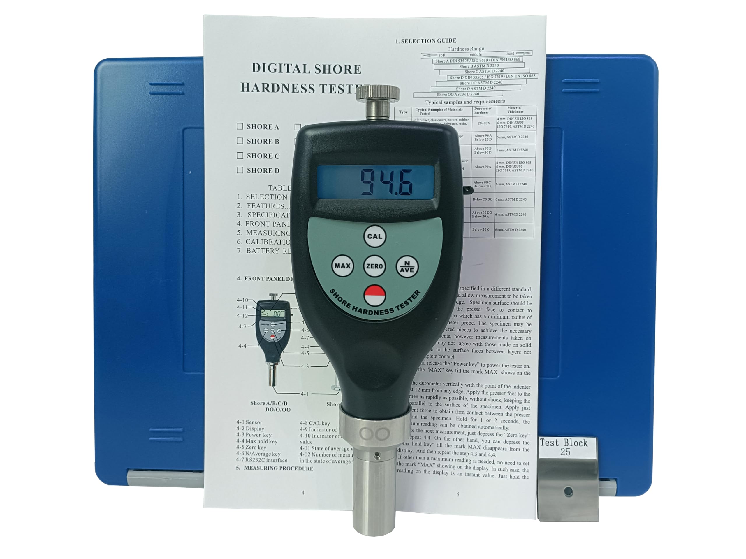 Digital Shore OO Hardness Tester - Soft Rubber & Gel Material Durometer with High Accuracy (<1% H) & 0.1H Resolution | Ideal for Measuring Soft Rubber, Gel-Like Materials in Industrial & Laboratory Settings