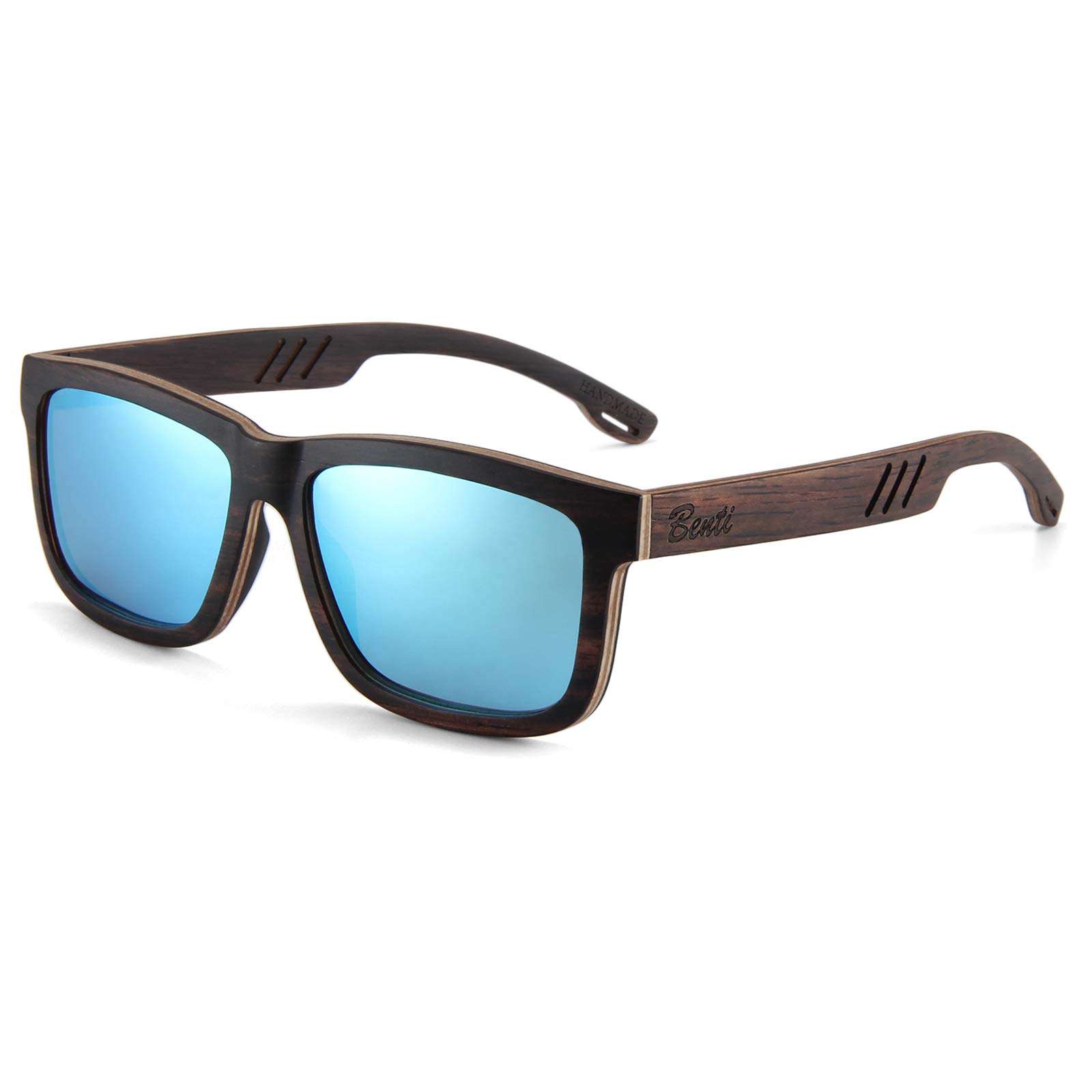 Stylish Wood Polarized Sunglasses for Men & Women - UV400 Protection Rectangular Frame - Perfect for Driving, Beach & Outdoor Activities