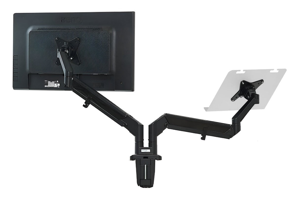 Ergonomic Uplifting Yogiflex Dual Monitor Arm Stand - Adjustable Height & Tilt for 13-32 Inch Screens - Perfect for Home Office & Gaming Setup