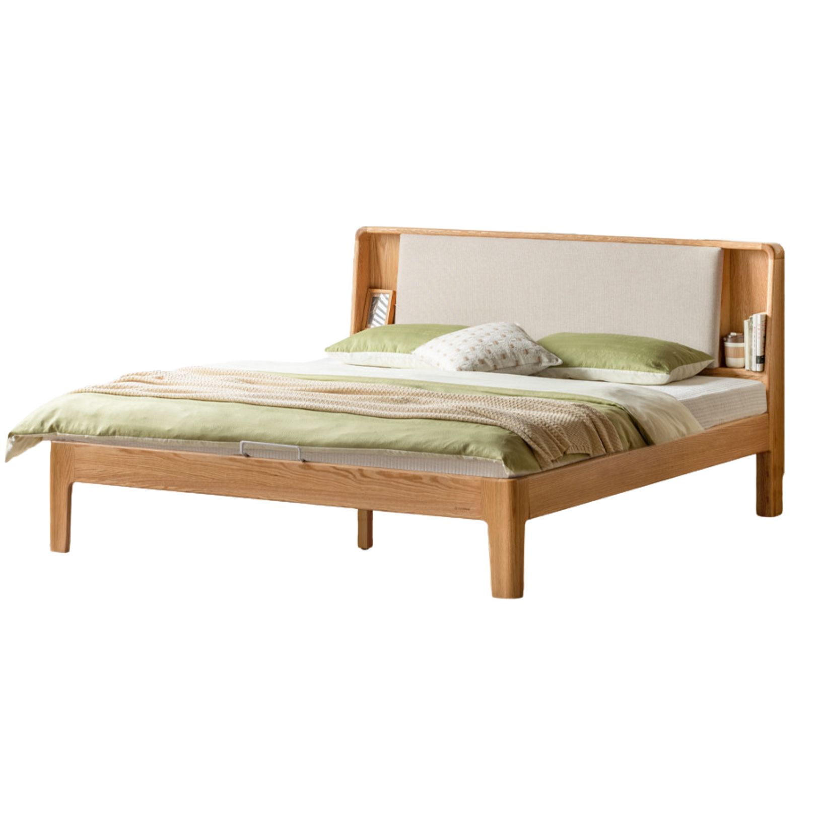 Natural Wood Color pear white fabric high-bunk luminous bed