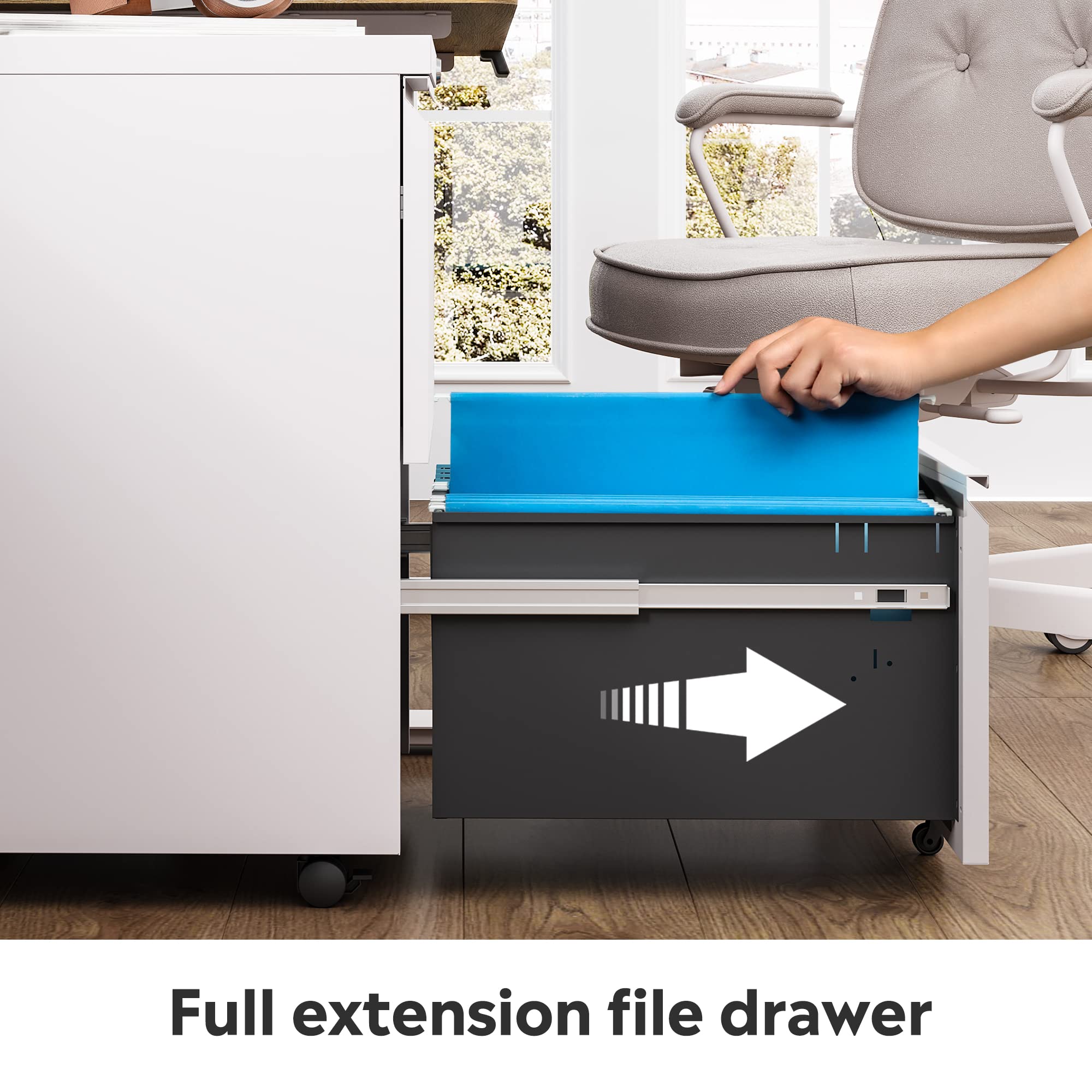 DEVAISE 2-Drawer Locking Mobile File Cabinet - Commercial Vertical Office Storage Cabinet in White - Perfect for Office, Home, or School Organization