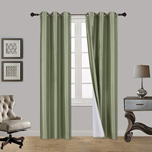 Premium Blackout Curtains - 2 Panels Set, Thermal Insulated & Soundproof Faux Silk Grommet Drapes for Bedroom, Living Room & Kitchen - 54