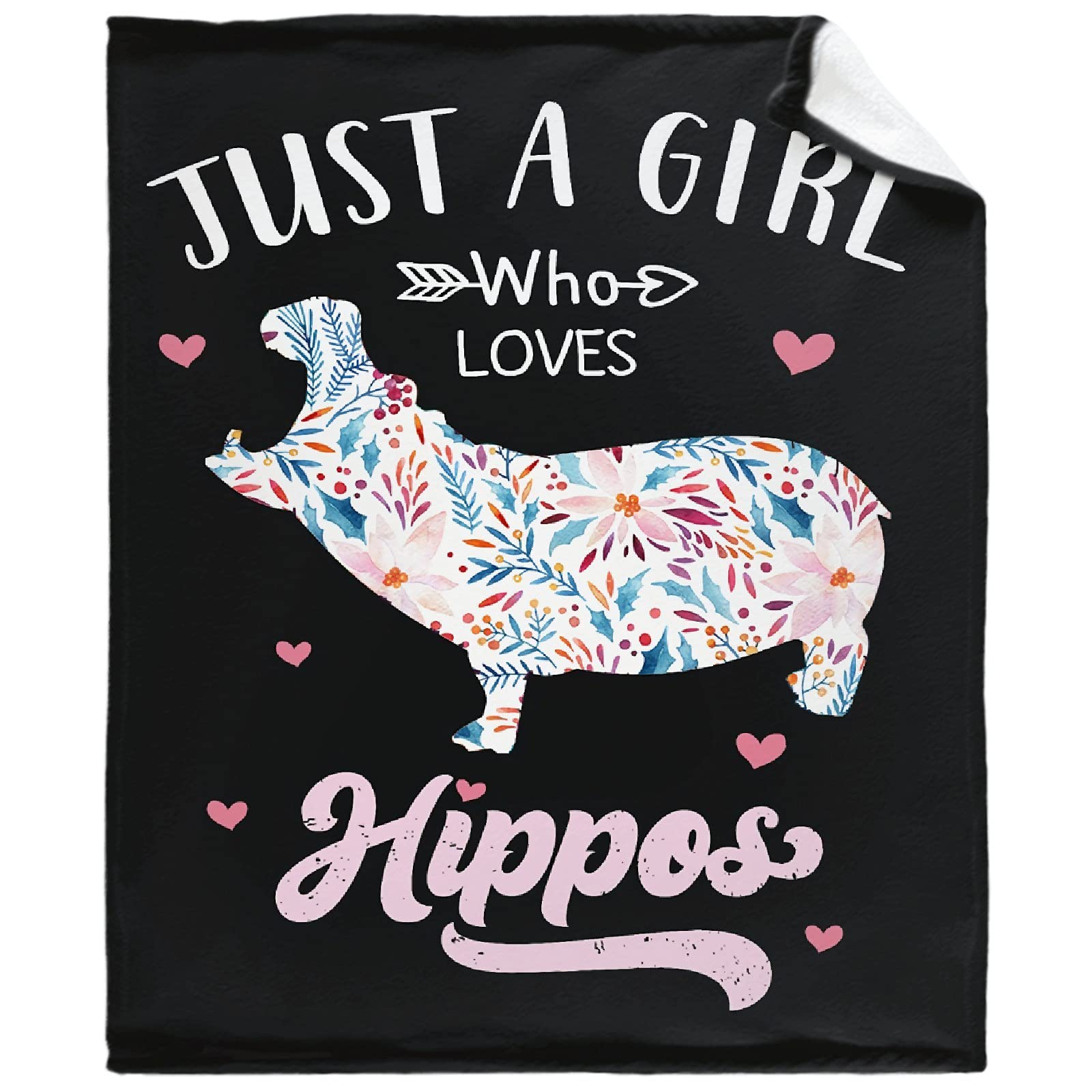 ARTBLANKET Just A Girl Who Loves Hippos Blanket - 50x40 Inch Soft Microplush All-Season Throw - Lightweight Thermal Fleece for Couch, Bed & Sofa - Perfect for Fall, Winter, Spring & Summer Cozy Comfort