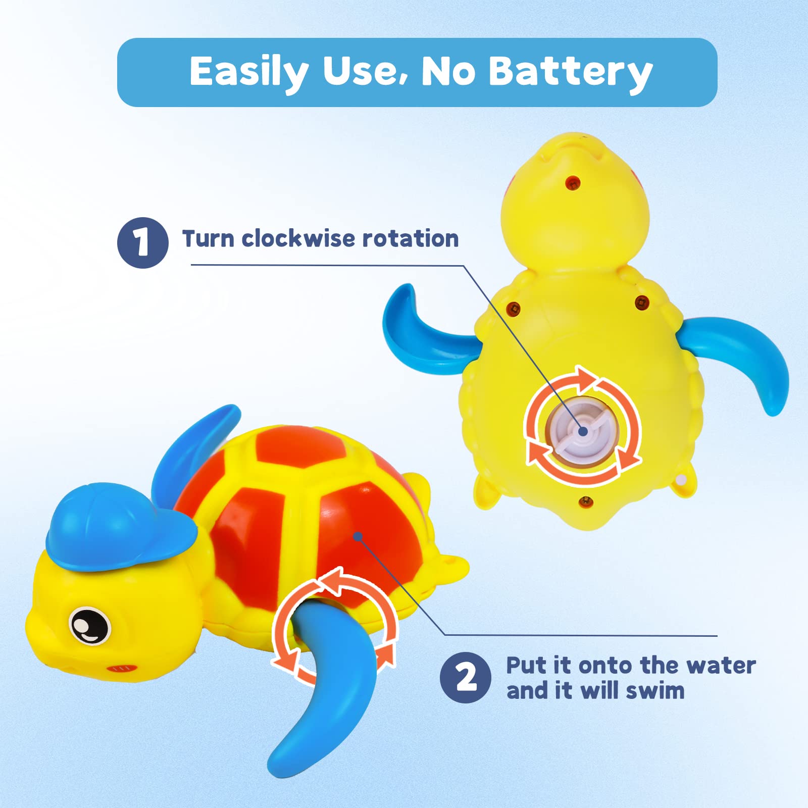 **Floating Wind Up Swimming Turtle & Duck Bath Toys - 3 Pack Waterproof Pool Toys for Toddlers Boys Girls - Perfect for Bathtime, Swimming Pools & Outdoor Water Play**