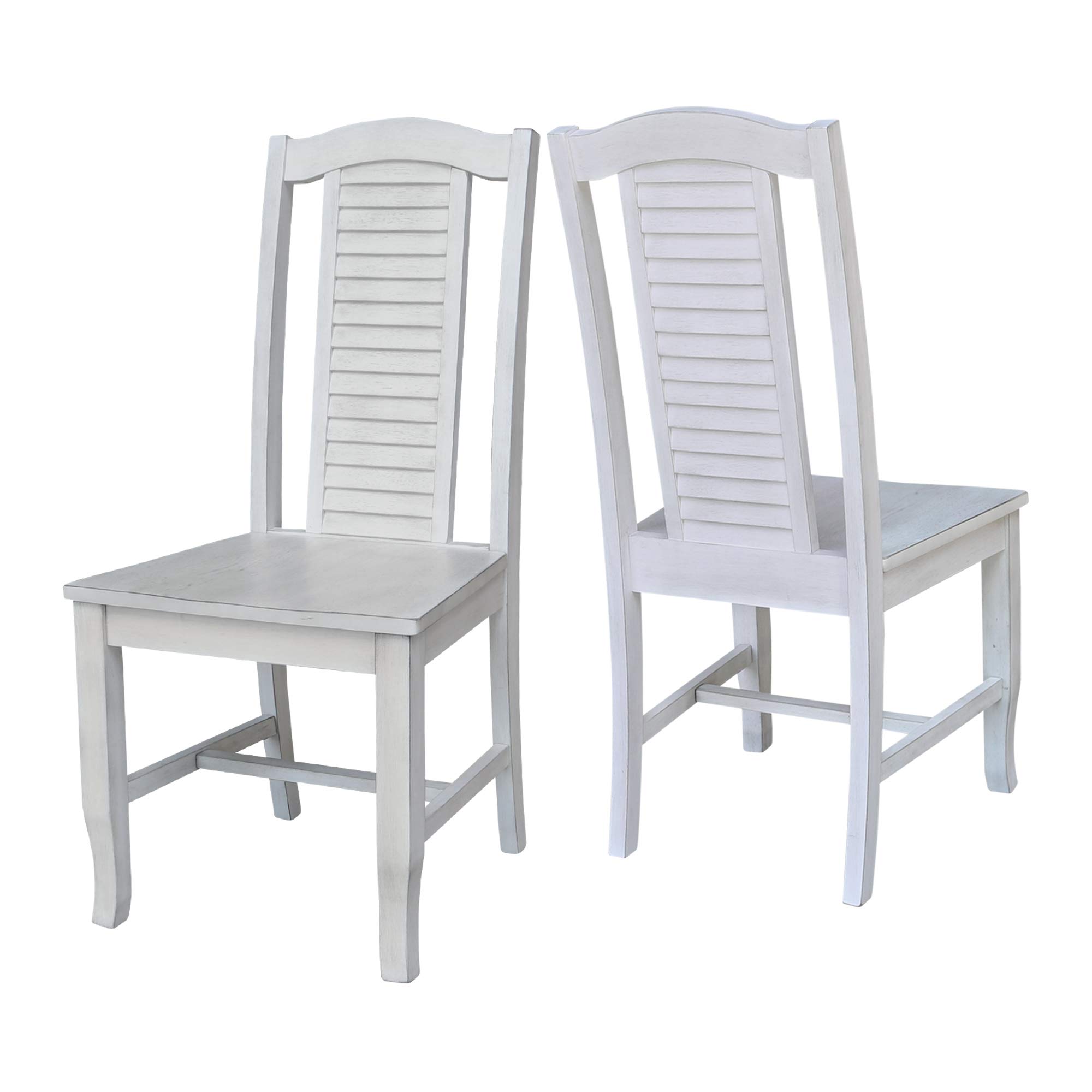 International Concepts Seaside Chairs Set of 2 - Antique Chalk Finish Outdoor Patio Furniture for Beach, Poolside, and Backyard Relaxation
