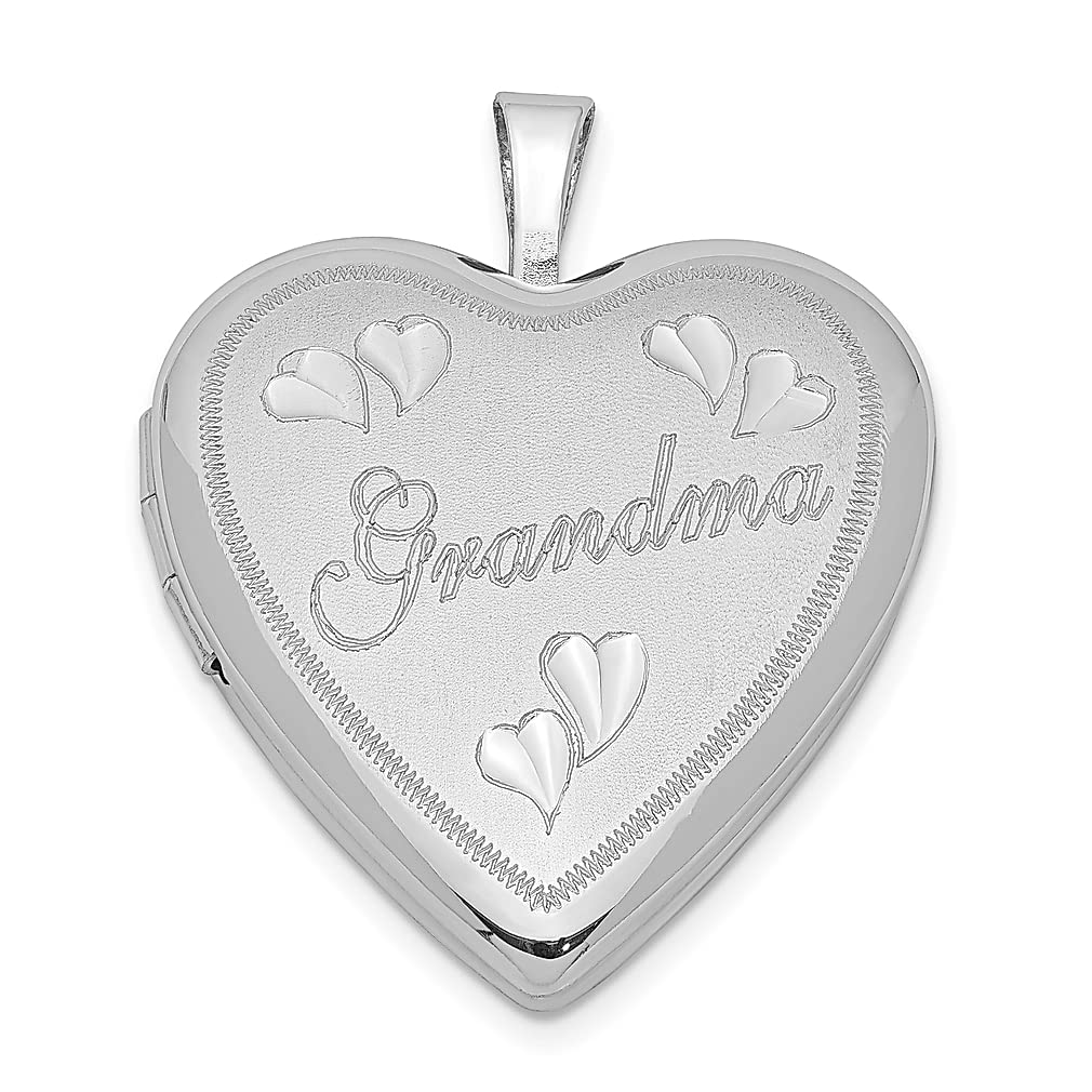 925 Sterling Silver 20mm Heart Locket Pendant Necklace - Grandma Jewelry Gift for Women, Perfect for Mother's Day, Birthday & Anniversary Gifts - Engravable Keepsake for Loved Ones