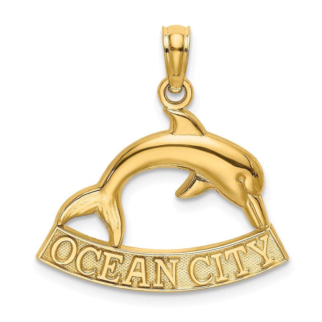 14K Gold High Polish Dolphin Charm Pendant Necklace for Women - Elegant Ocean-Themed Jewelry Gift for Birthday, Anniversary & Beach Vacations