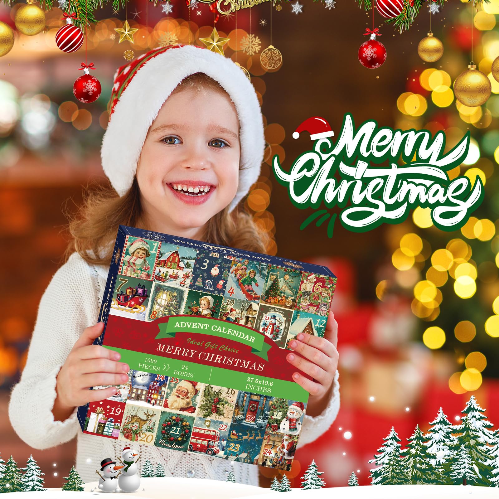 2024 Advent Calendar Puzzle for Adults - Christmas Countdown Puzzle (27.5 x 23.6 Inches) - Perfect for Holiday Family Activities & Christmas Decorations