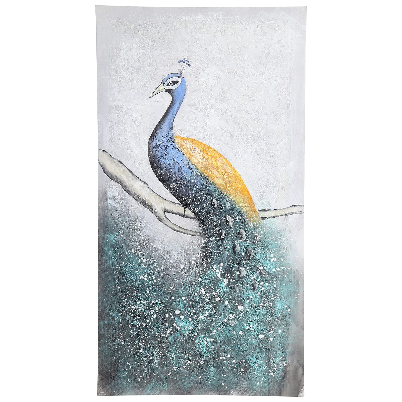 Hand-Painted Peacock Oil Painting on Canvas - Modern Textured Wall Art for Home Interior Decor | Perfect for Living Room, Bedroom & Office Decoration