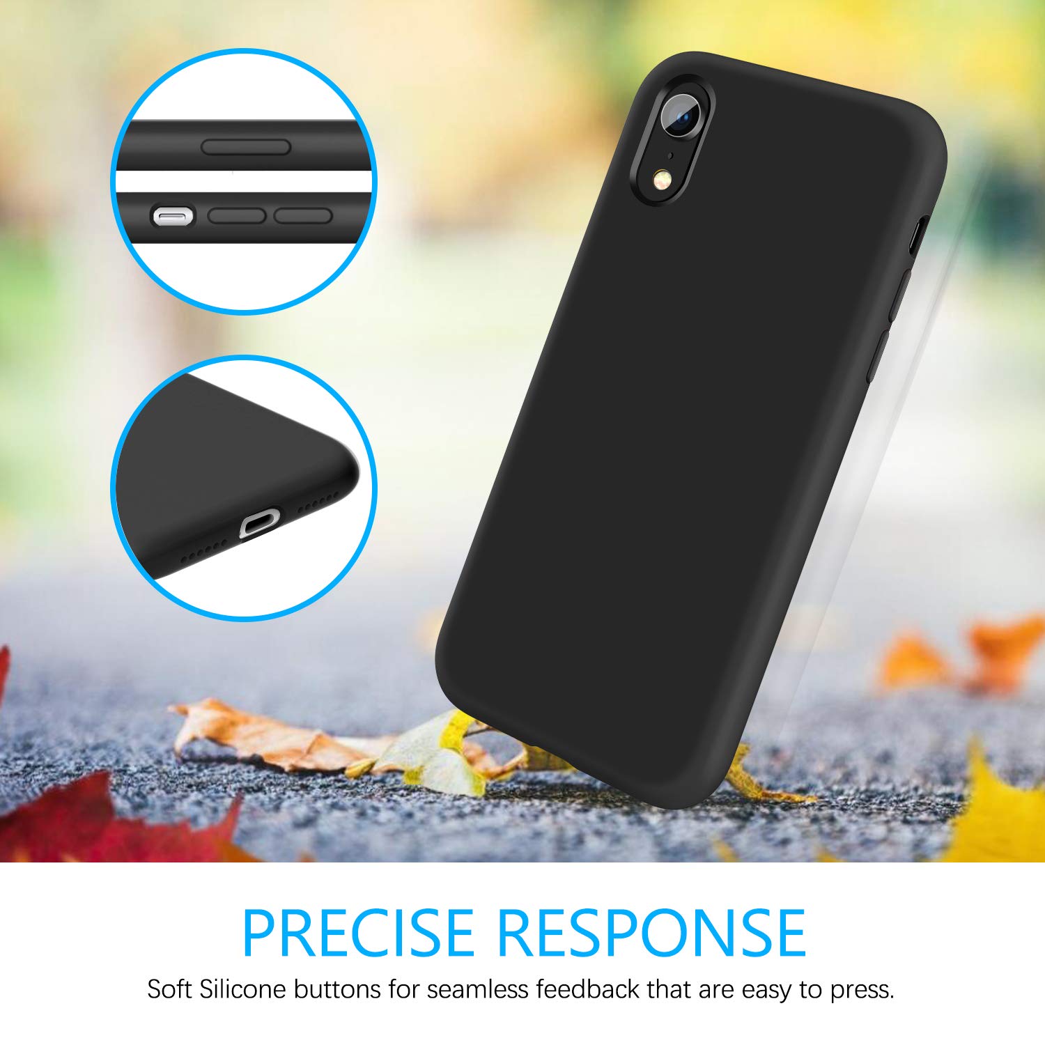 Premium Liquid Silicone iPhone XR Case - Ultra Slim Shockproof Cover with Soft Gel Rubber & Microfiber Lining | Anti-Scratch Protective Phone Case for iPhone XR 6.1-inch (Black) | Perfect for Everyday Use, Travel & Outdoor Activities