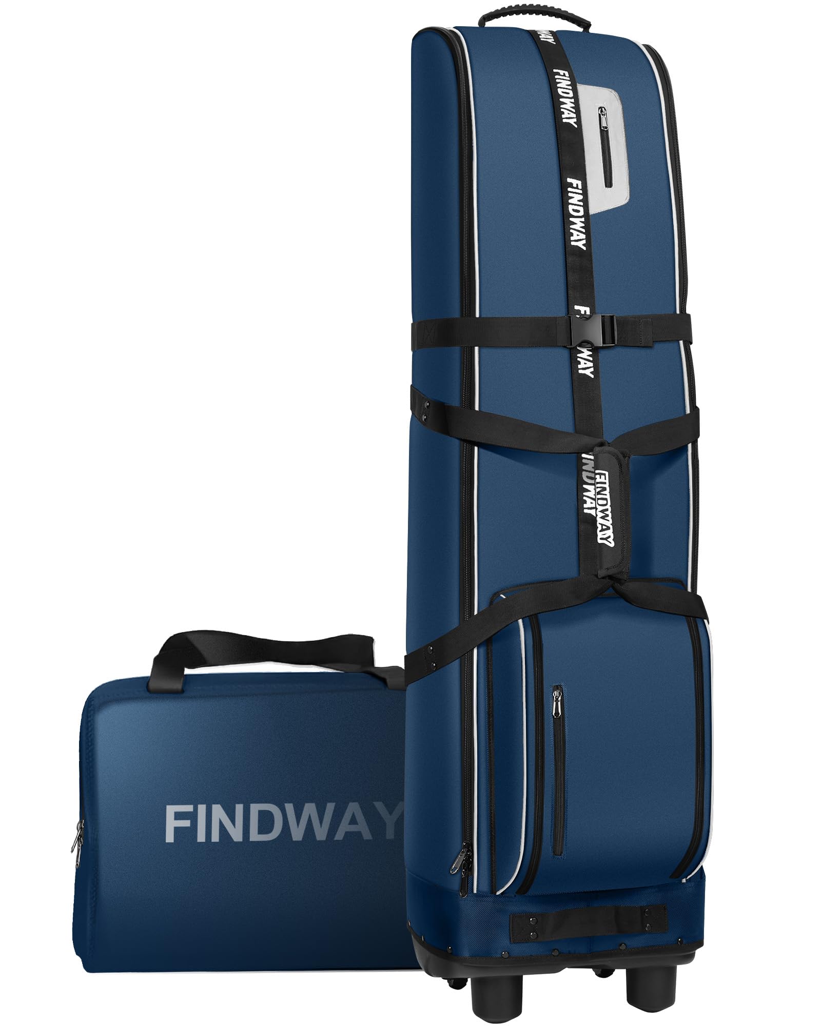 Findway Golf Travel Bag with Wheels - 1680D Heavy Duty Oxford Wear-Resistant Soft Foldable Golf Club Case for Airlines, Universal Size with Removable Club Protection Liner (Upgraded) - Perfect for Air Travel and Golf Tournaments