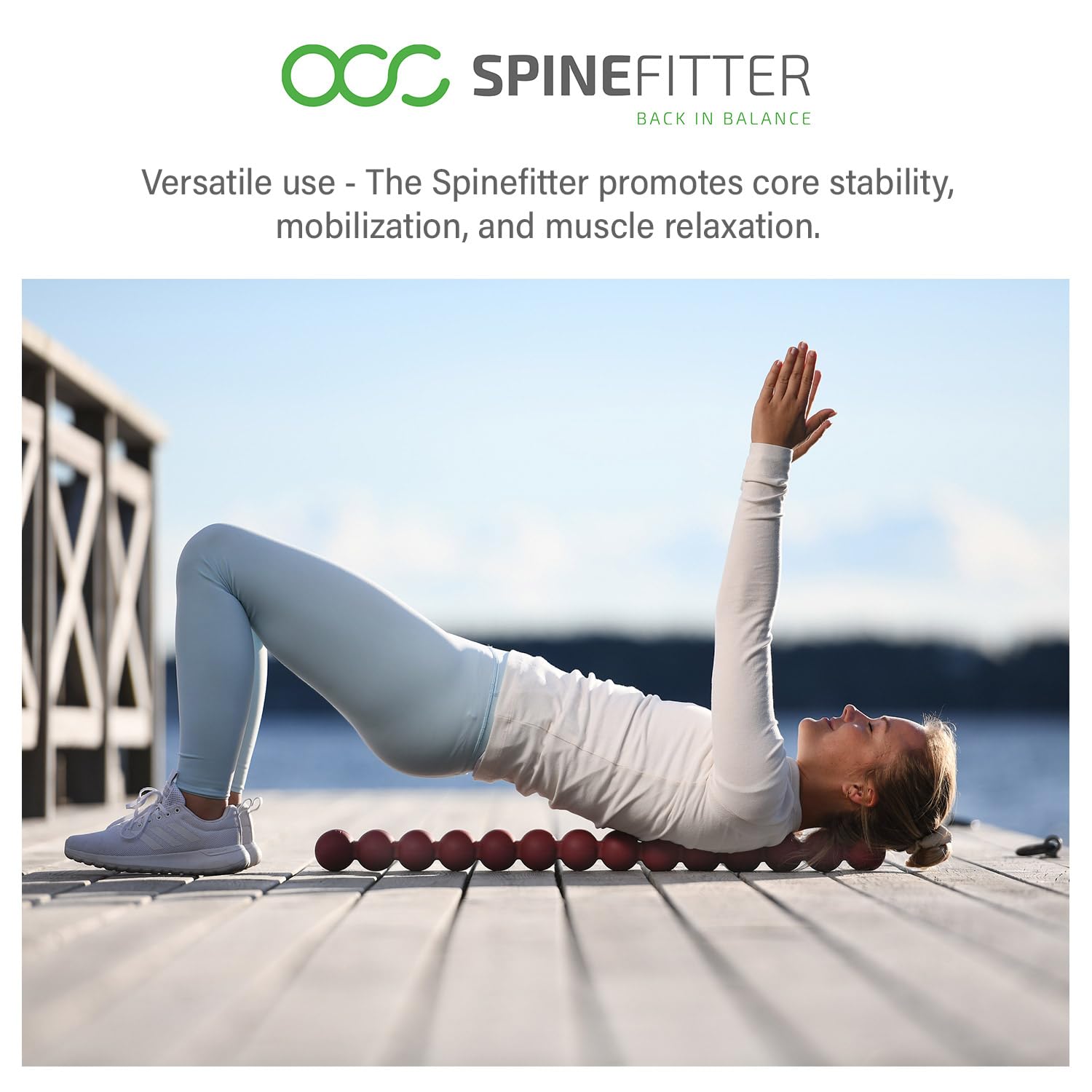 SPINEFITTER by SISSEL - Black Back Massager & Posture Corrector | Spinal Tension Relief Device for Yoga, Pilates & Home Use | Professional Back Pain Therapy Tool for Relaxation & Balance Training