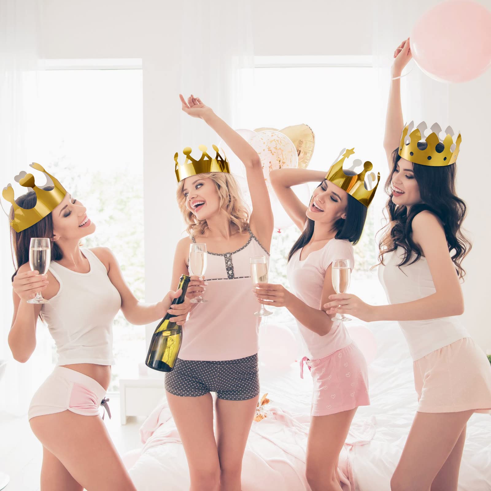 72 Pcs Gold Foil Paper Crowns Set - 9 Styles Prince & King Party Hats for Boys, Girls & Adults - Perfect for Birthday Parties, Royal Themed Events & Photo Props