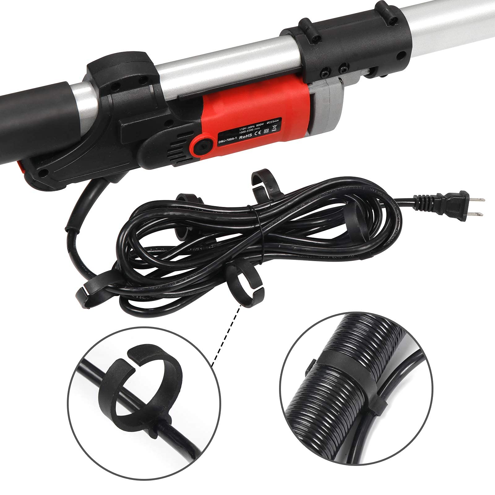 F2C 800W Electric Drywall Sander with Adjustable 6-Speed Control (1000-2000 RPM) - Includes 6 Sanding Pads for Smooth Wall Finishing - Perfect for Home Renovation & Professional Drywall Repair
