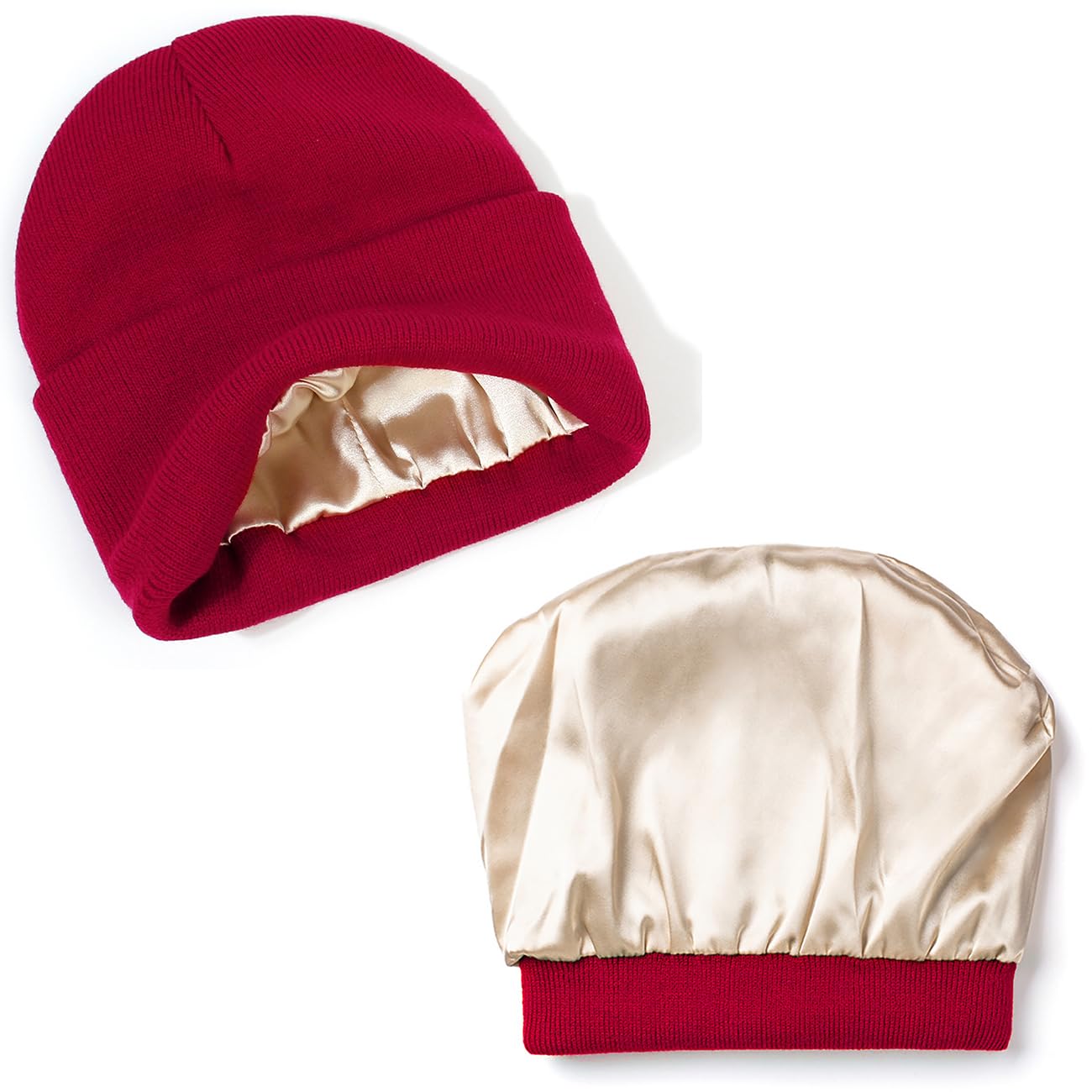 Malaxlx Women's Knit Beanie Hat - Satin Lined Winter Hat for Women & Men - Soft Warm Slouchy Cuffed Skull Cap - Perfect for Skiing, Snowboarding & Cold Weather Activities