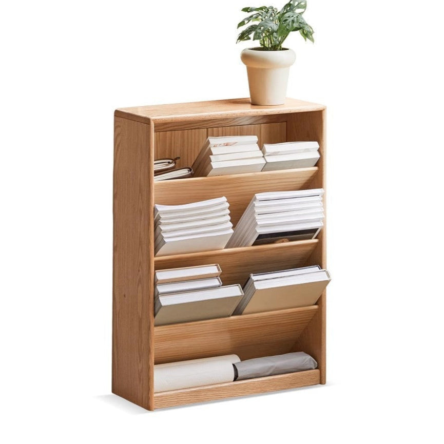 Oak Solid Wood Small Wall-Mounted Book Rack - Space-Saving Bookshelf for Living Room, Bedroom & Office Organization
