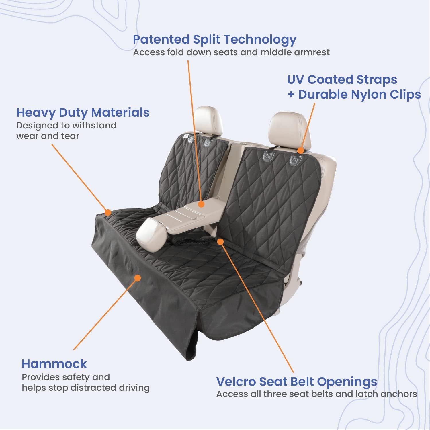 4Knines Heavy Duty Waterproof Crew Cab Truck Rear Bench Seat Cover with Pet Hammock - Black, Driver Side - Perfect for Dog Owners & Outdoor Adventures
