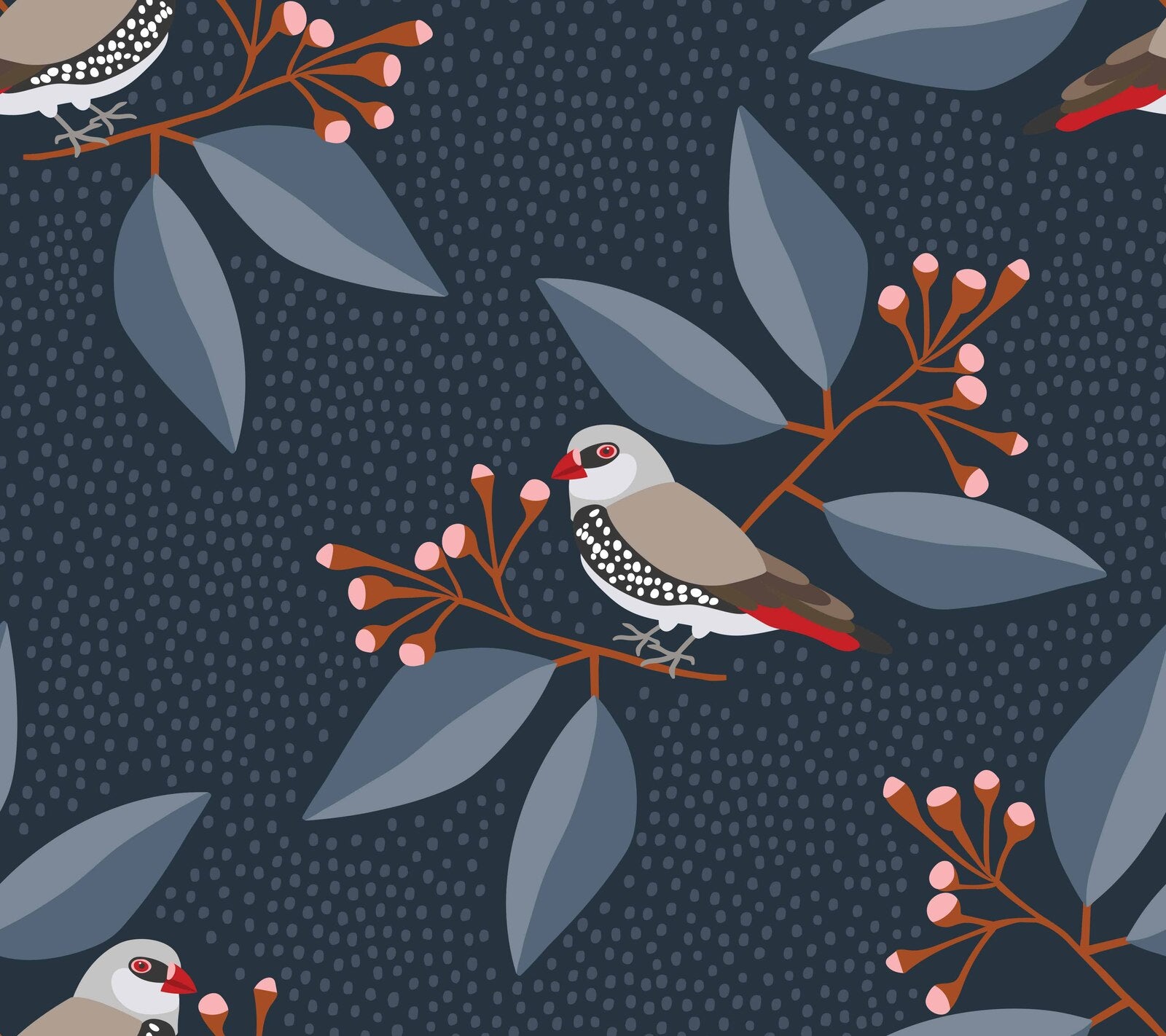 Diamond Firetail Wallpaper - Premium Self-Adhesive Peel and Stick Wallpaper for Home Decor - Perfect for Living Room, Bedroom, and Office