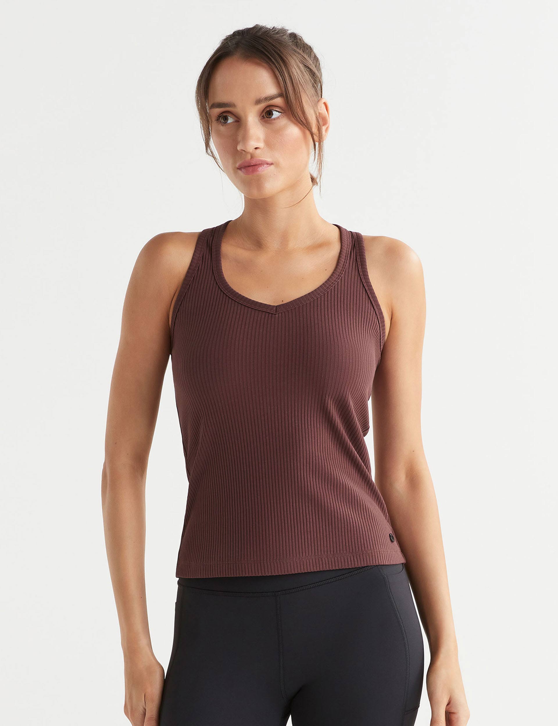 Leera Ribbed Tank Top for Women - Burgundy Red Sleeveless Shirt | Casual Summer Wear, Layering, Gym & Yoga Outfit