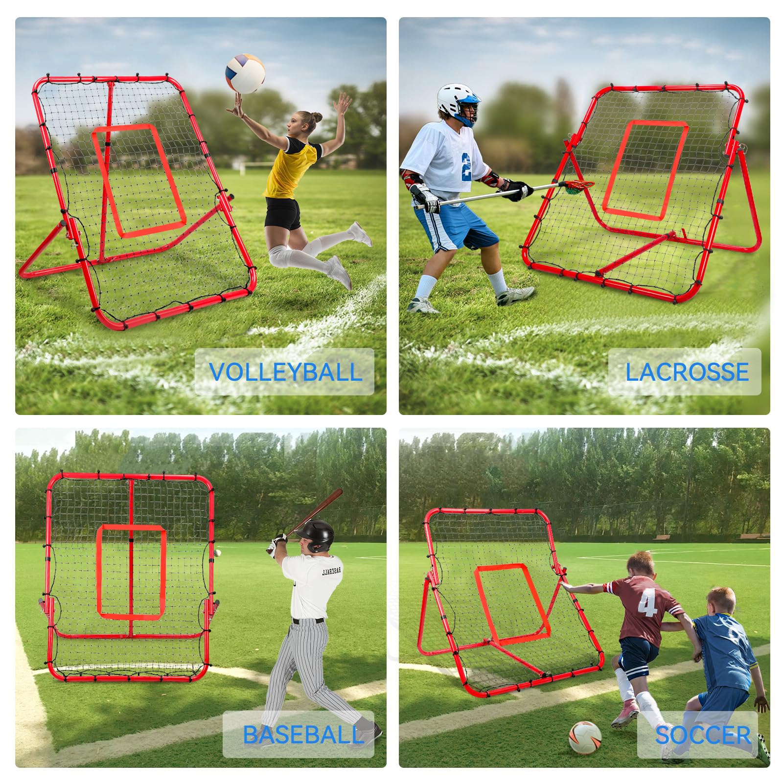 Official Volleyball Rebounder Net - No Installation Needed, Adjustable 7 Angles & 4 Zones for Backyard Training - Perfect for Baseball, Soccer, Volleyball Practice - Improve Skills with Easy Setup All-Angle Training - Ideal for Home, School & Team Drills