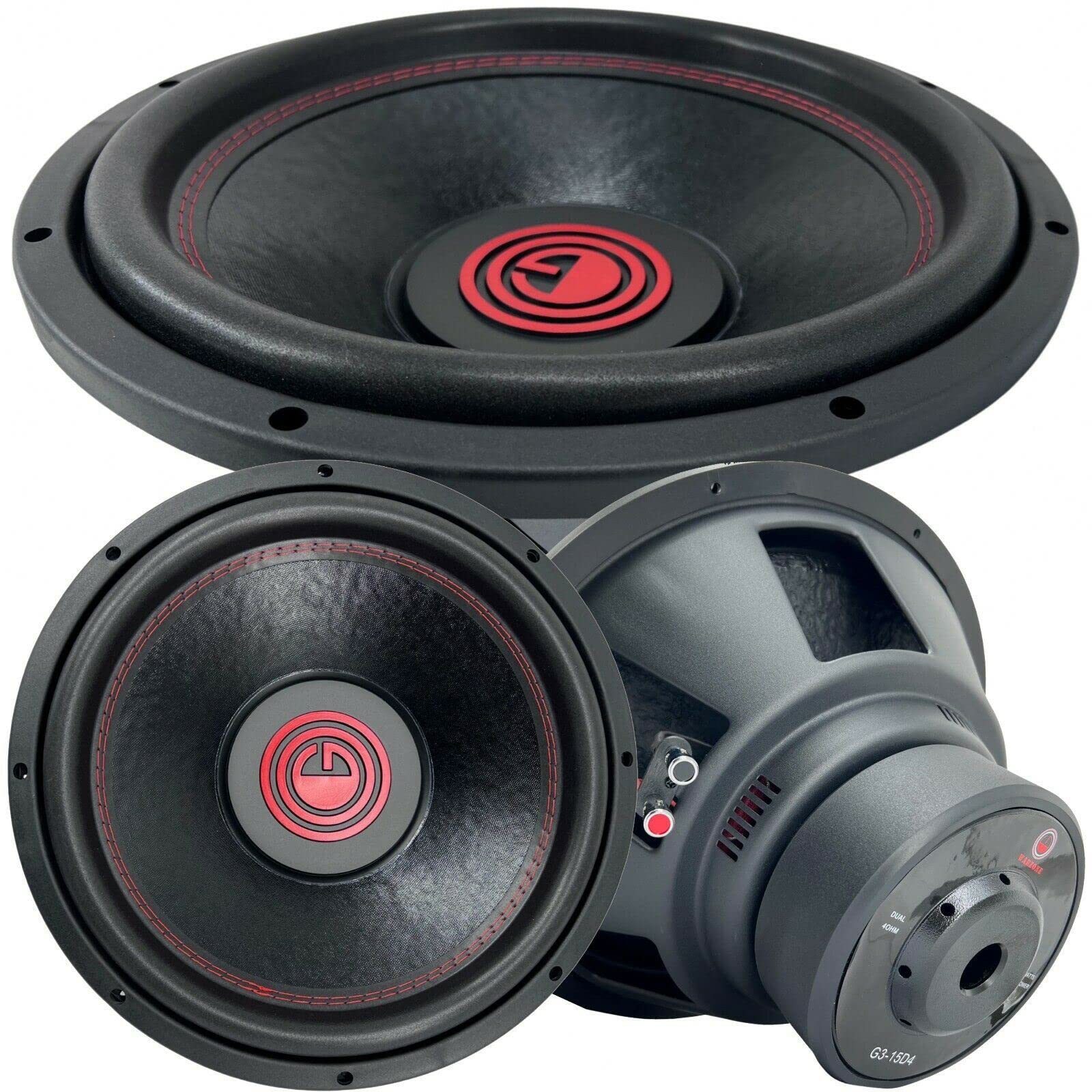 Gravity 1x 15 Inch 2400 Watt Car Audio Subwoofer with 2 Ohm DVC - High Performance 15