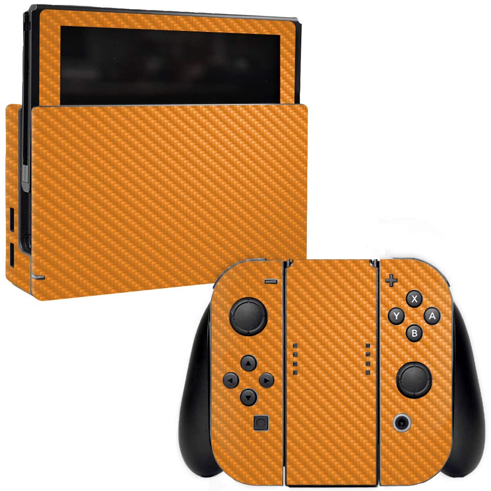 Premium Carbon Fiber Skin for Nintendo Switch - Solid Orange | Protective & Durable Textured Cover | Easy to Apply & Remove | Made in USA | Perfect for Gaming, Travel & Customization